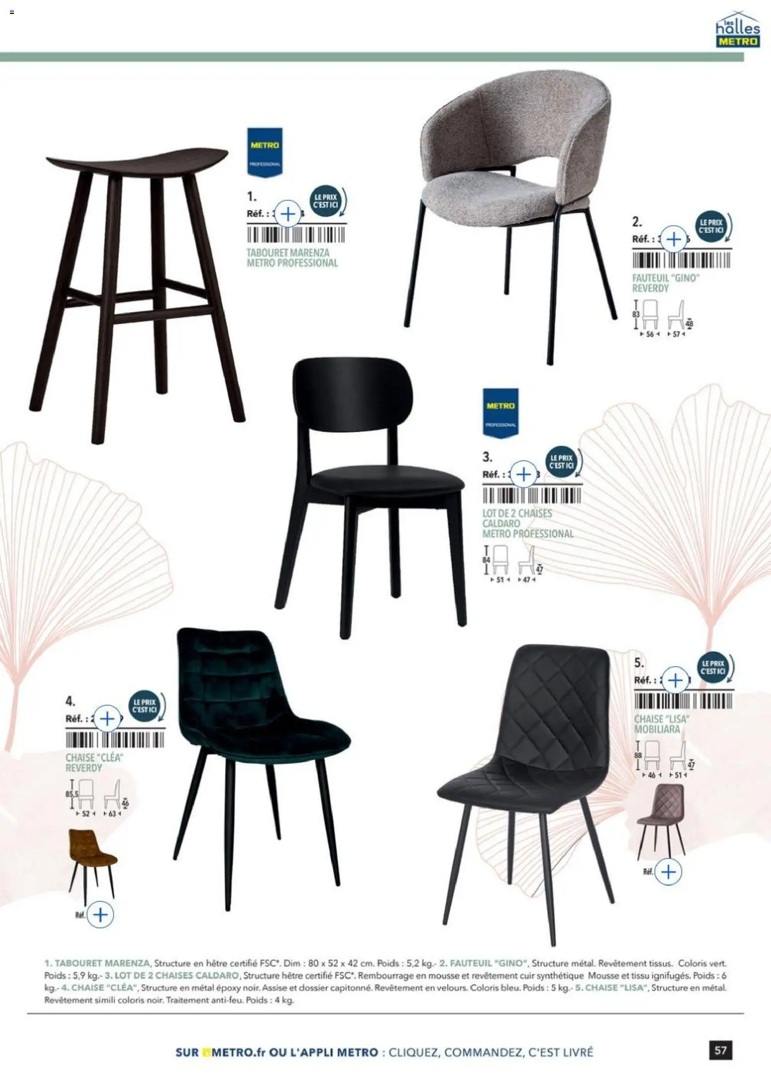 Prévisualisation de Terrasse&salle Collection 2026 du magasin METRO formulaire valide 09/01/2026 - Fauteuil, Livre, Chaises, Chaise, Mousse, Poids