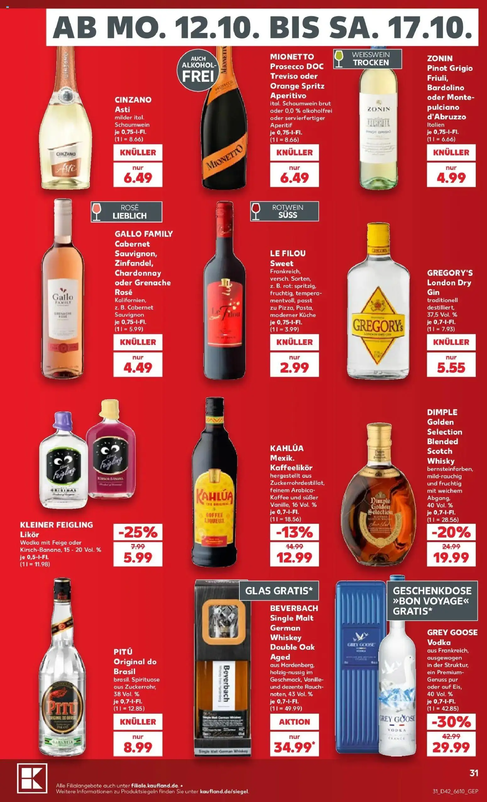 Vorschau von dem Prospekt des Geschäftes Kaufland, gültig ab dem 12.10.2026 - Kaffee, Küche, Whisky, Vodka, Weißwein, Rotwein, Kleiner feigling, Le filou