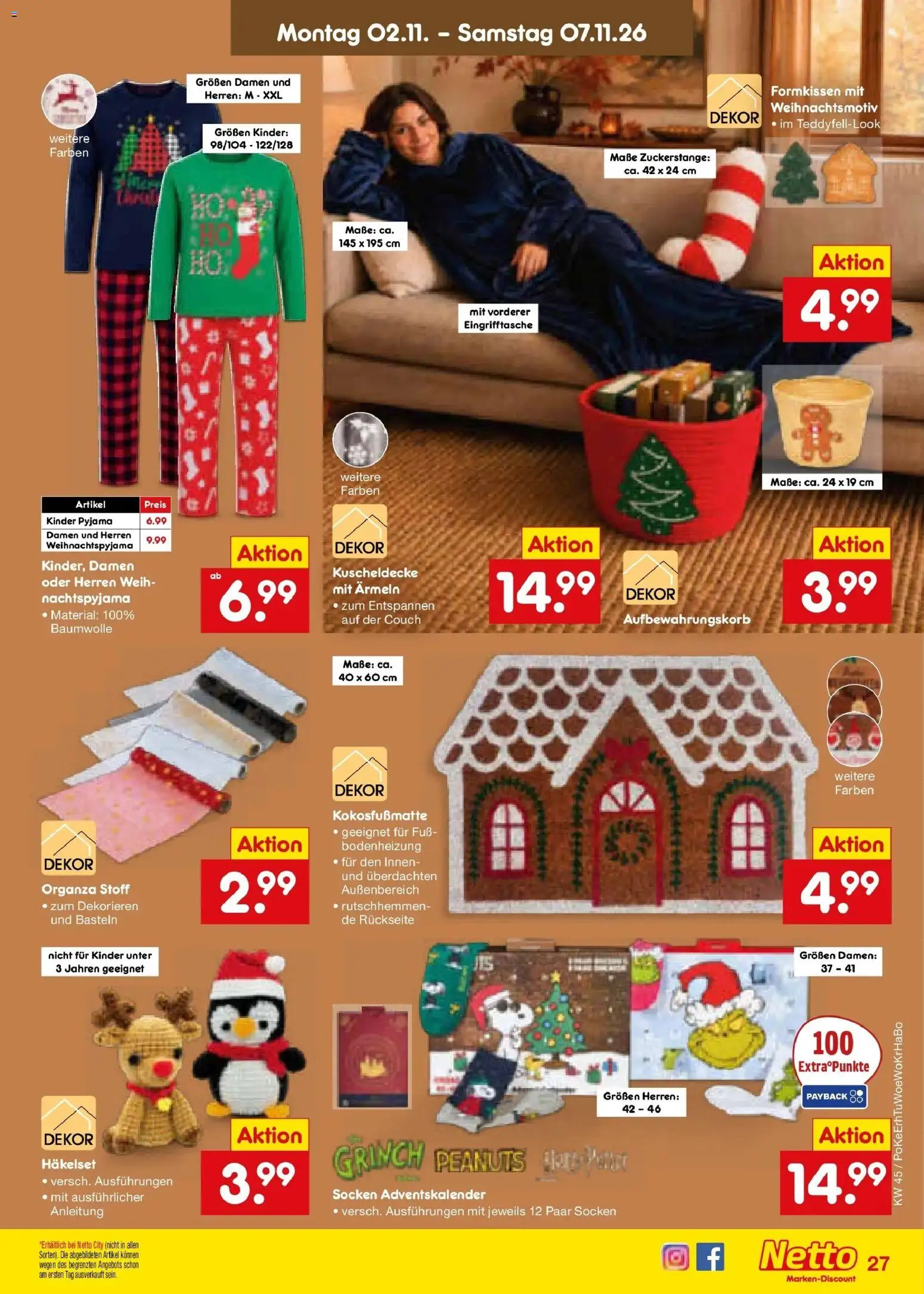Vorschau von dem Prospekt des Geschäftes Netto Marken-Discount, gültig ab dem 02.11.2026 - Couch, Pyjama, Socken