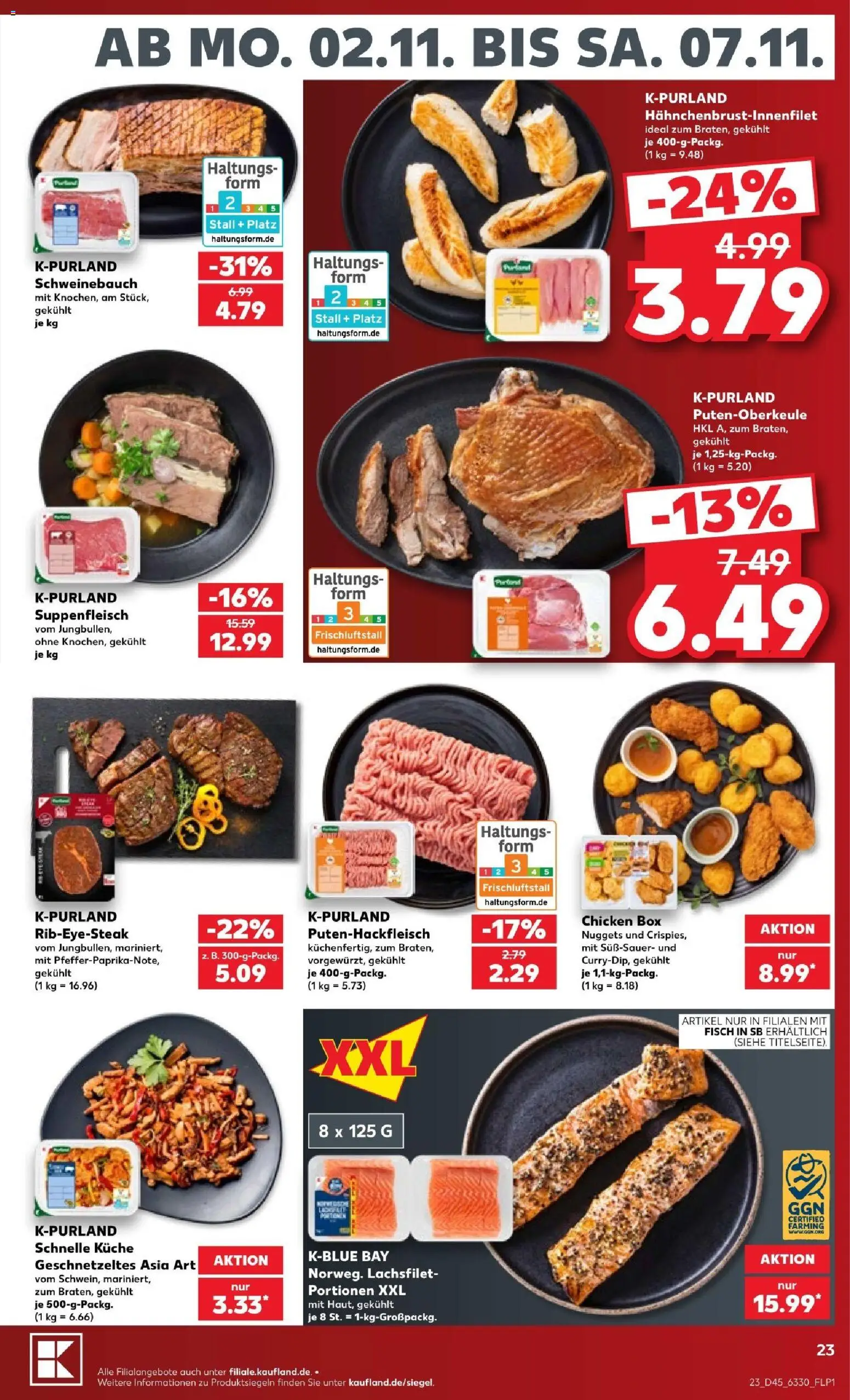 Vorschau von dem Prospekt des Geschäftes Kaufland, gültig ab dem 31.10.2026 - Küche, Fisch, Box, Schweinebauch, Suppenfleisch