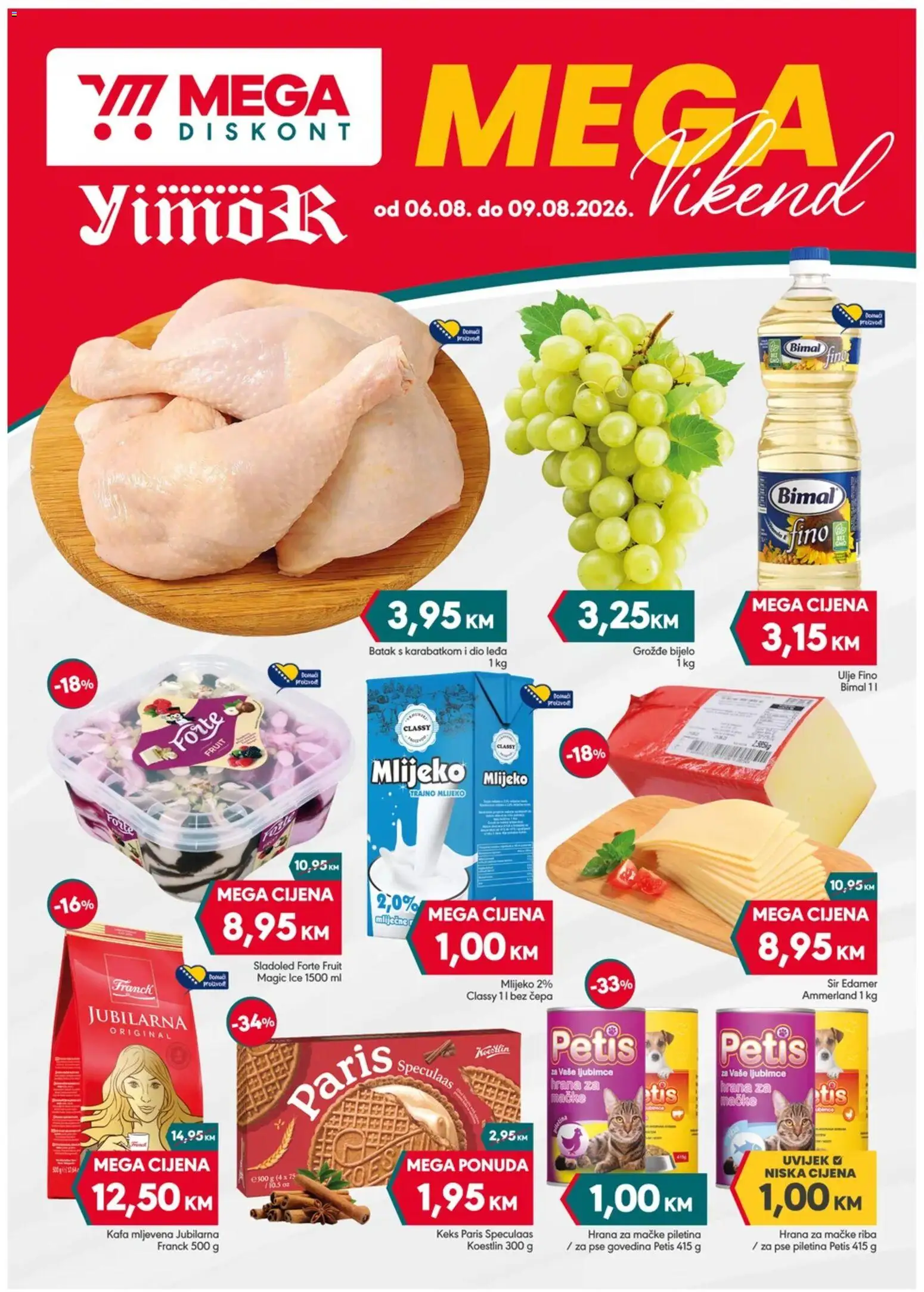 Pregled letka Mega Diskont vikend akcija trgovine Mega Diskont vrijedi od 06.08.2026