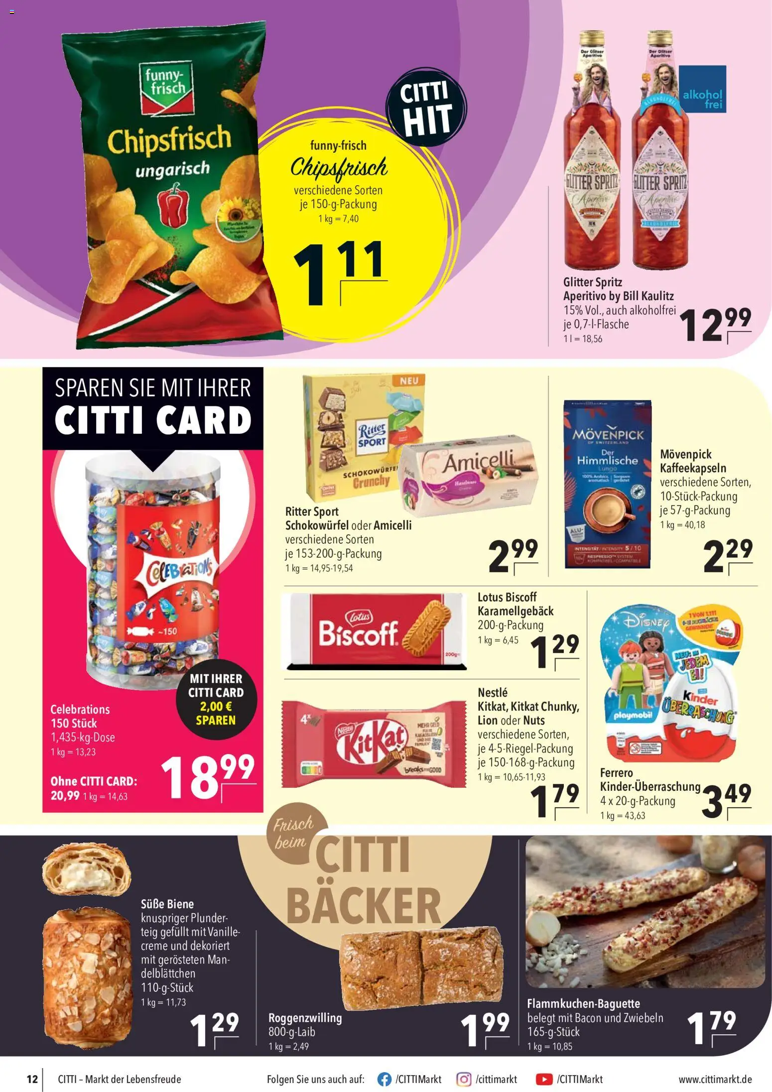 Vorschau von dem Prospekt des Geschäftes CITTI Markt, gültig ab dem 09.09.2026 - Butter, Alkohol, Ritter sport, Celebrations, Funny frisch, Vanille, Creme, Zwiebeln