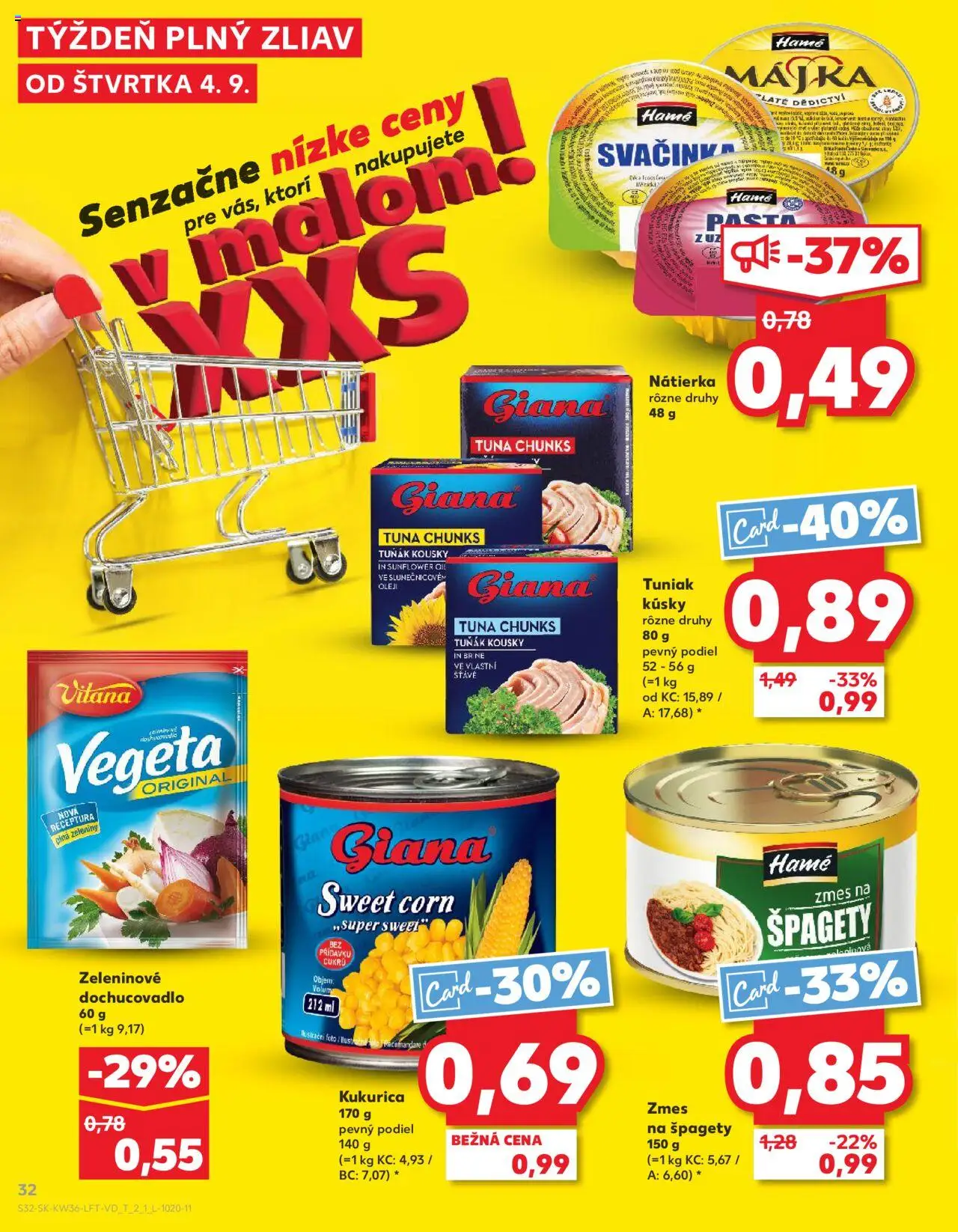 Náhľad Kaufland letáku platného od 04.09.2025 - Olej, Špagety, Kukurica, Tuniak, Nátierka