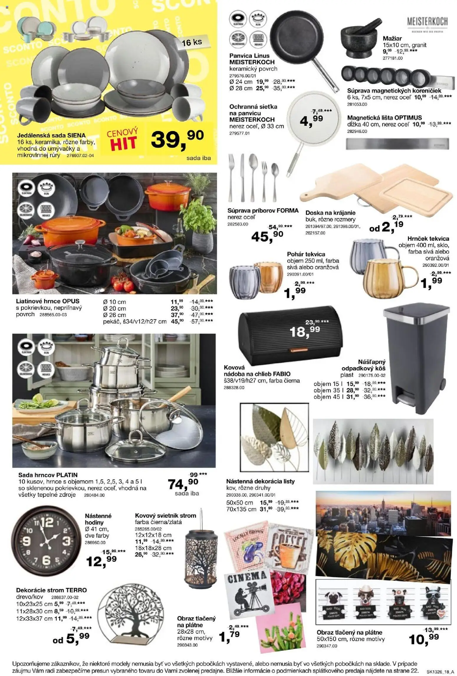 Náhľad Sconto nábytok letáku platného od 14.10.2026 - Tekvica, Sada hrncov, Chlieb, Panvica, Svietnik, Granit, Kôš, Odpadkový kôš