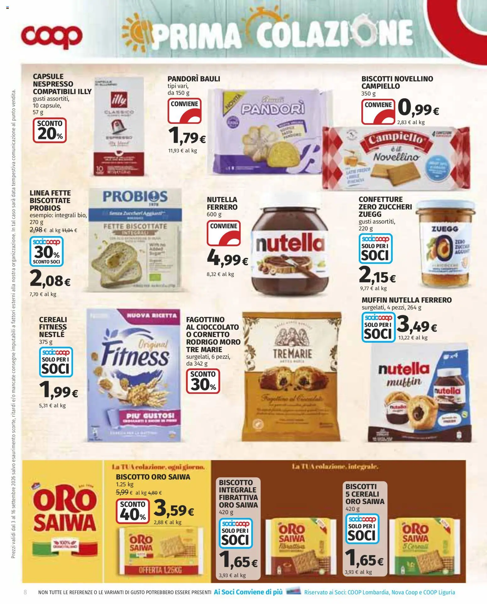 Anteprima dell'opuscolo COOP volantino Monza dal negozio COOP valido da 03/09/2026 - Pasta, Nutella, Muffin, Illy, Cornetto, Cereali, Data, Fette biscottate
