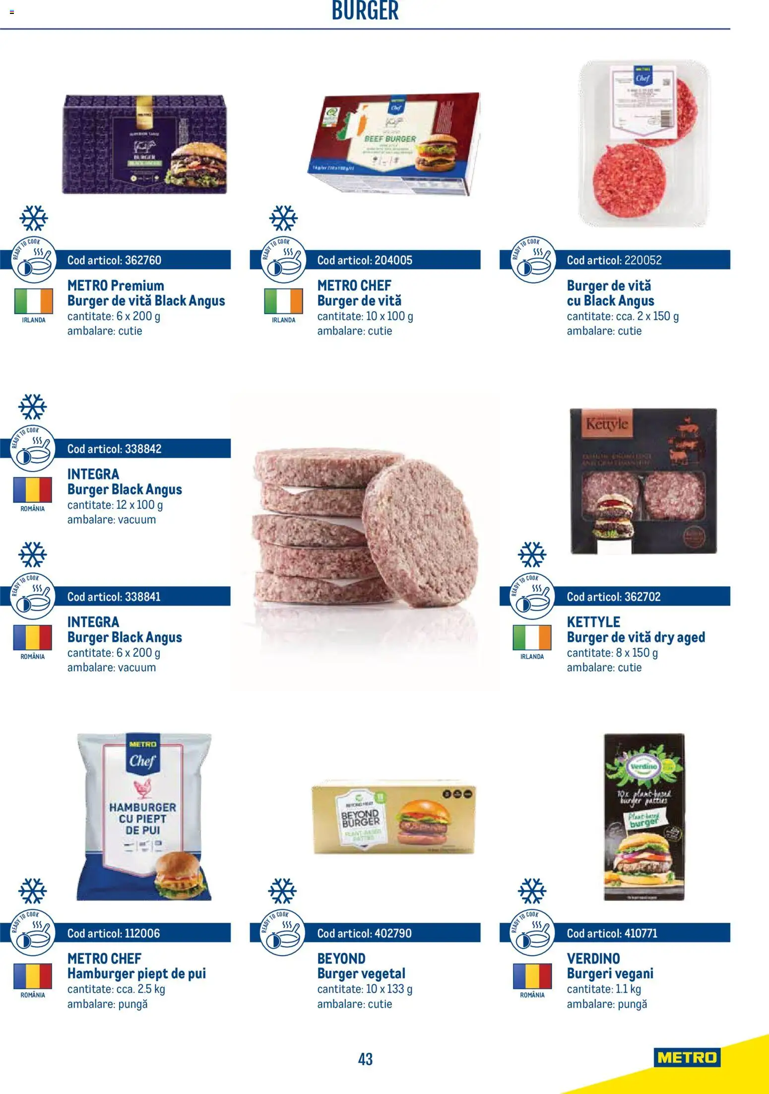 Previzualizarea de cataloage: Metro Metro Catalog Smart Chef valabil de la 21.04.2026 - Burger, Hamburger, Pui, Vită, Premium, Cutie, Black angus, Pungă
