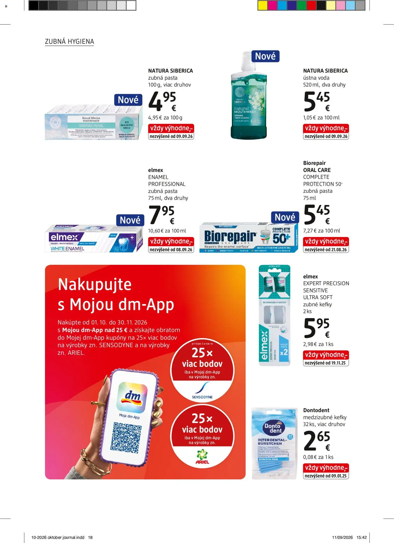 Náhľad dm drogerie letáku platného od 01.10.2026 - Voda, Vichy, Ariel, Natura Siberica, Zubná pasta, Ústna voda