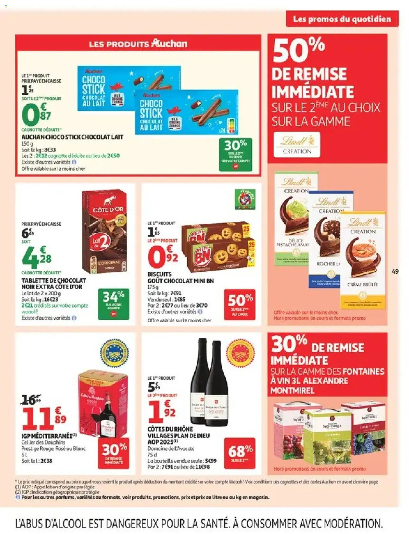 Prévisualisation de Auchan Ménage rentrée hypers du magasin Auchan formulaire valide 08/09/2026 - Chocolat, Vin, Lait, Crème, Bouteille, Chocolat noir, Tablette de chocolat, Chocolat au lait