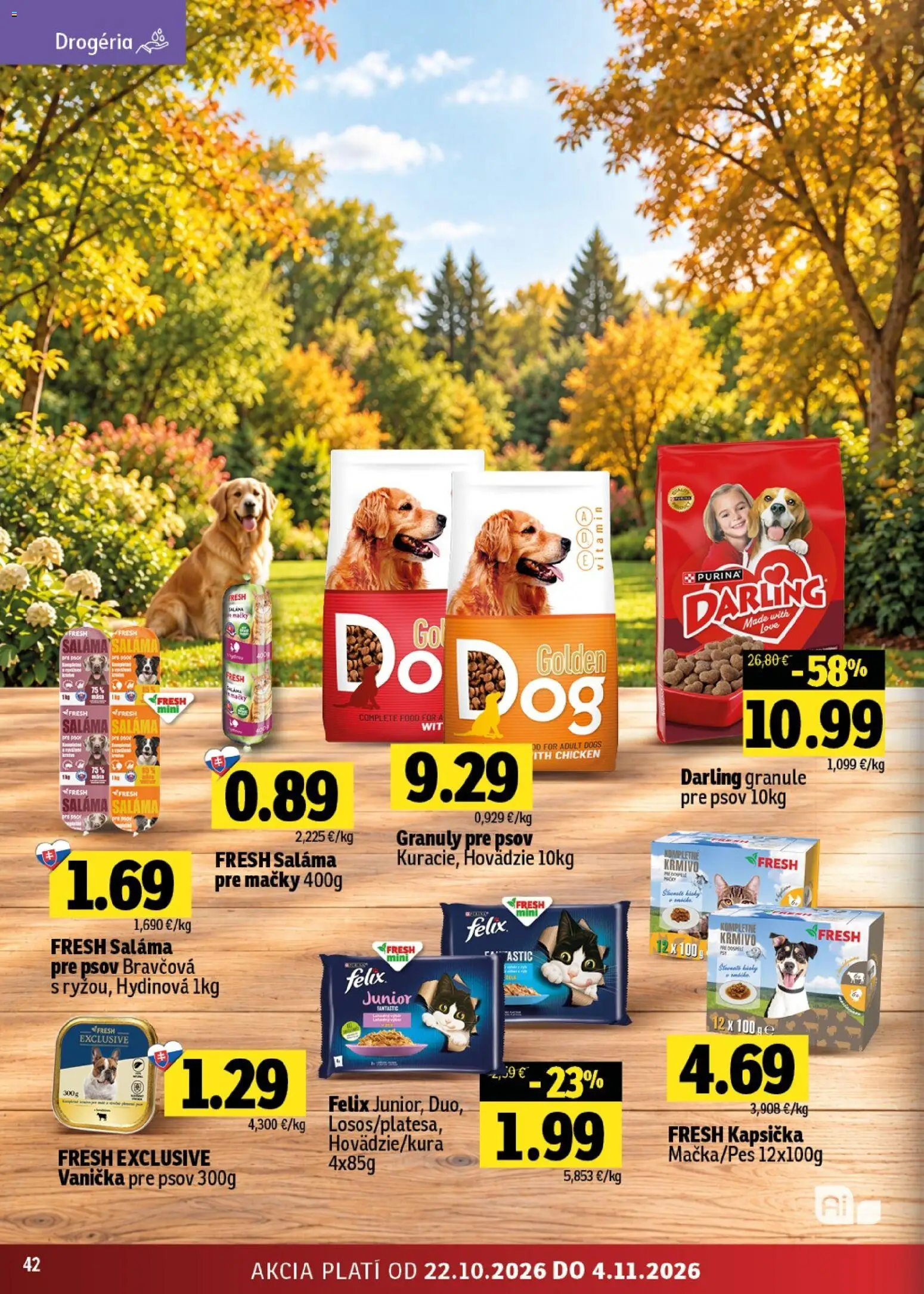 Náhľad Fresh letáku platného od 22.10.2026 - Felix, Granule, Saláma, Darling granule