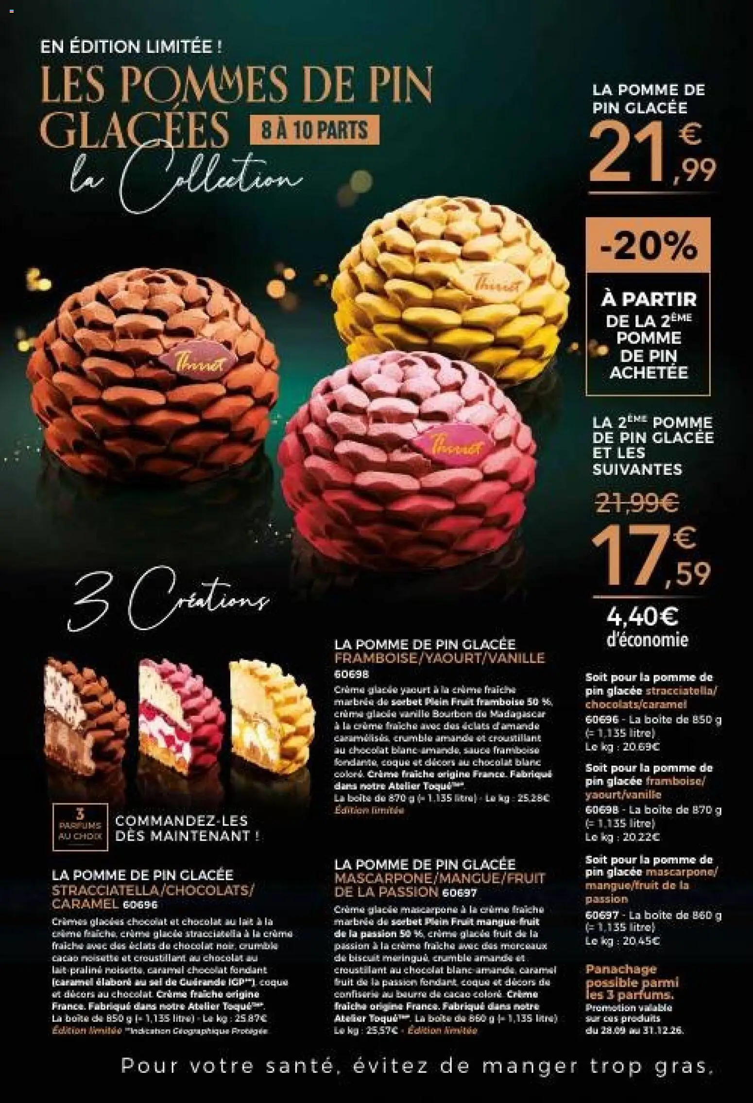 Prévisualisation de Thiriet catalogue du magasin Thiriet formulaire valide 26/10/2026 - Chocolat, Mascarpone, Lait, Framboise, Crème, Mangue, Beurre de cacao, Pommes