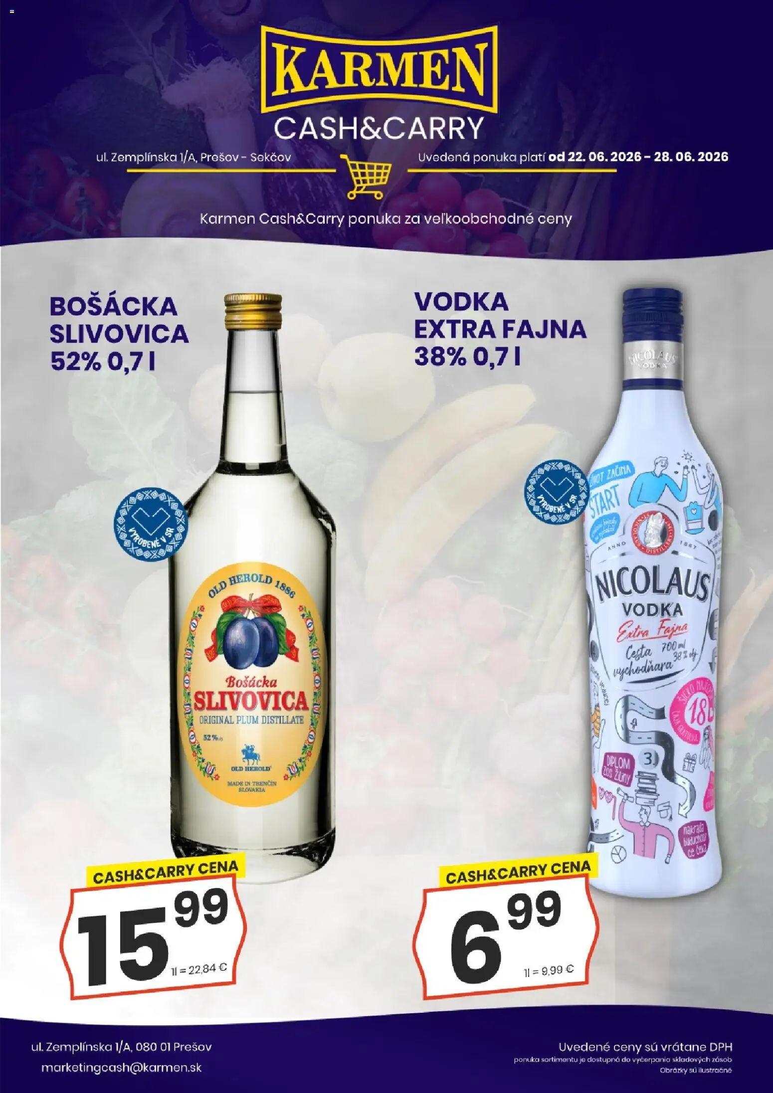 Náhľad KARMEN CBA letáku platného od 22.06.2026 - Vodka, Nicolaus vodka, Slivovica