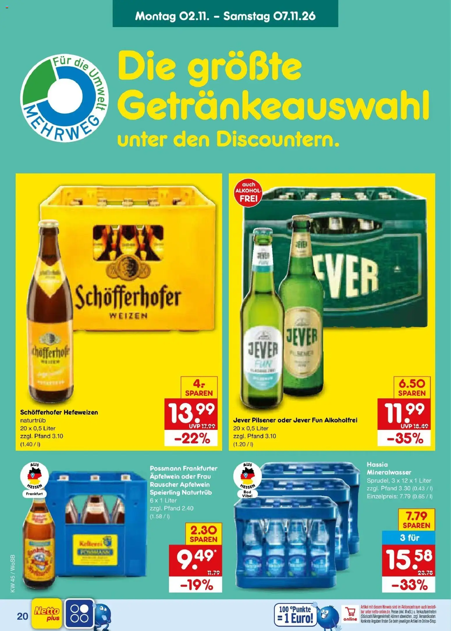 Vorschau von dem Prospekt des Geschäftes Netto Marken-Discount, gültig ab dem 02.11.2026 - Mineralwasser, Alkohol, Jever