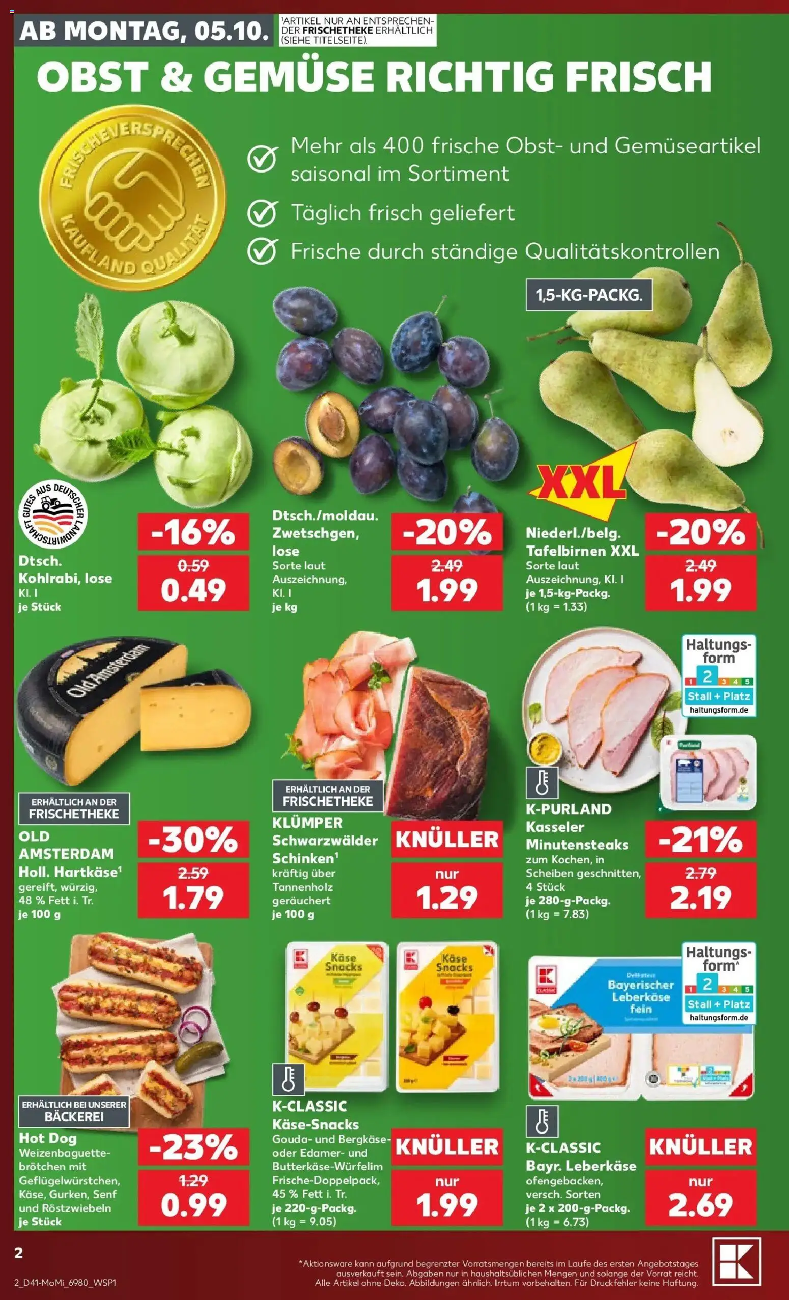 Vorschau von dem Prospekt des Geschäftes Kaufland, gültig ab dem 05.10.2026 - Bäckerei, Käse, Gemüse, Obst, Gouda, Edamer, Leberkase