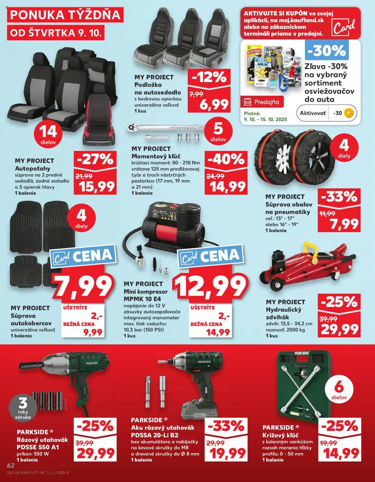 Náhľad Kaufland letáku platného od 09.10.2025 - Parkside, Kompresor, Aku