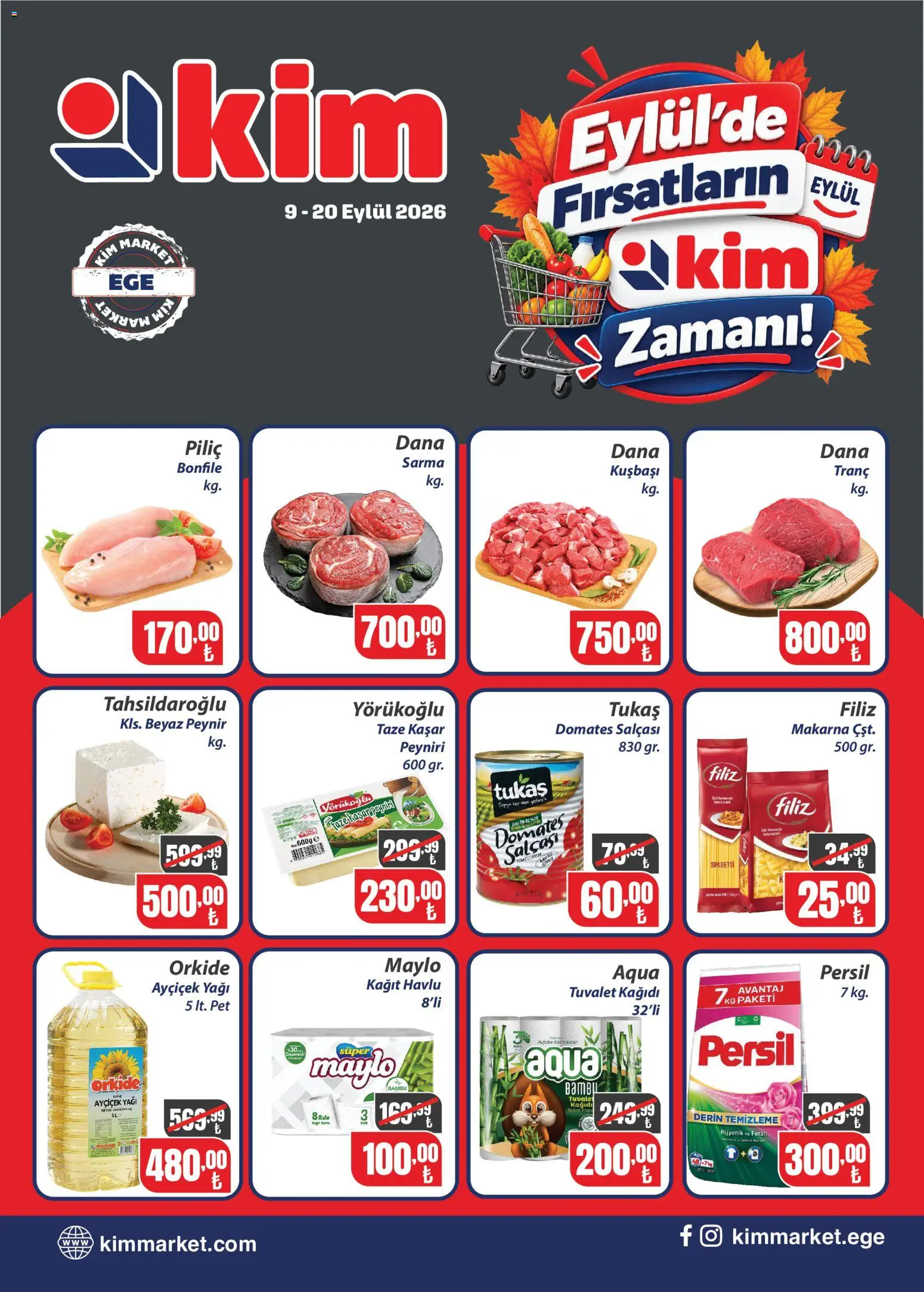Kim Market Kim Market Katalog 09.09.2026 - Broşürünün önizlemesi - Makarna, Peynir, Tuvalet, Domates, Tuvalet kağıdı, Bonfile, Kağıt havlu, Piliç