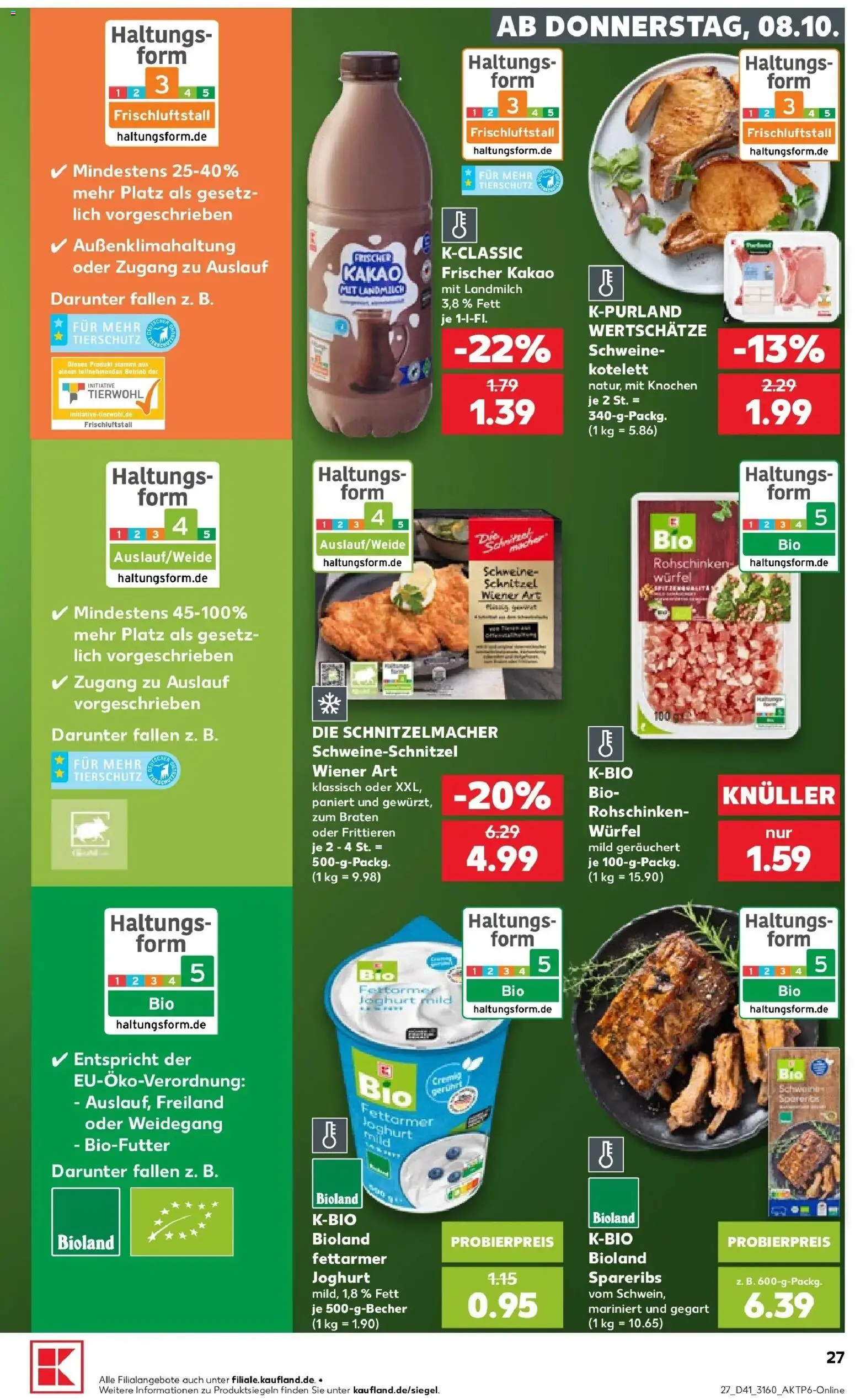 Vorschau von dem Prospekt des Geschäftes Kaufland, gültig ab dem 08.10.2026 - Schnitzel, Joghurt