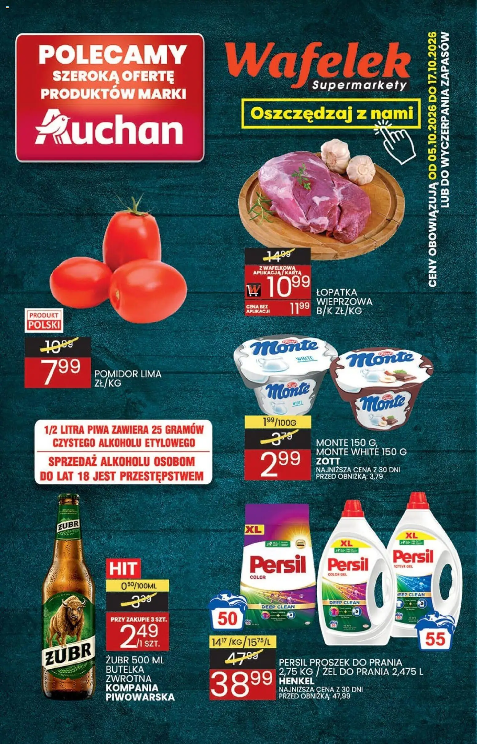 Pogląd gazetki "Wafelek gazetka" ze sklepu Wafelek ważnej od 05.10.2026 - Pomidor, Proszek do prania, Karta, Wafelek, Persil proszek, Persil, Żel do prania, Proszek