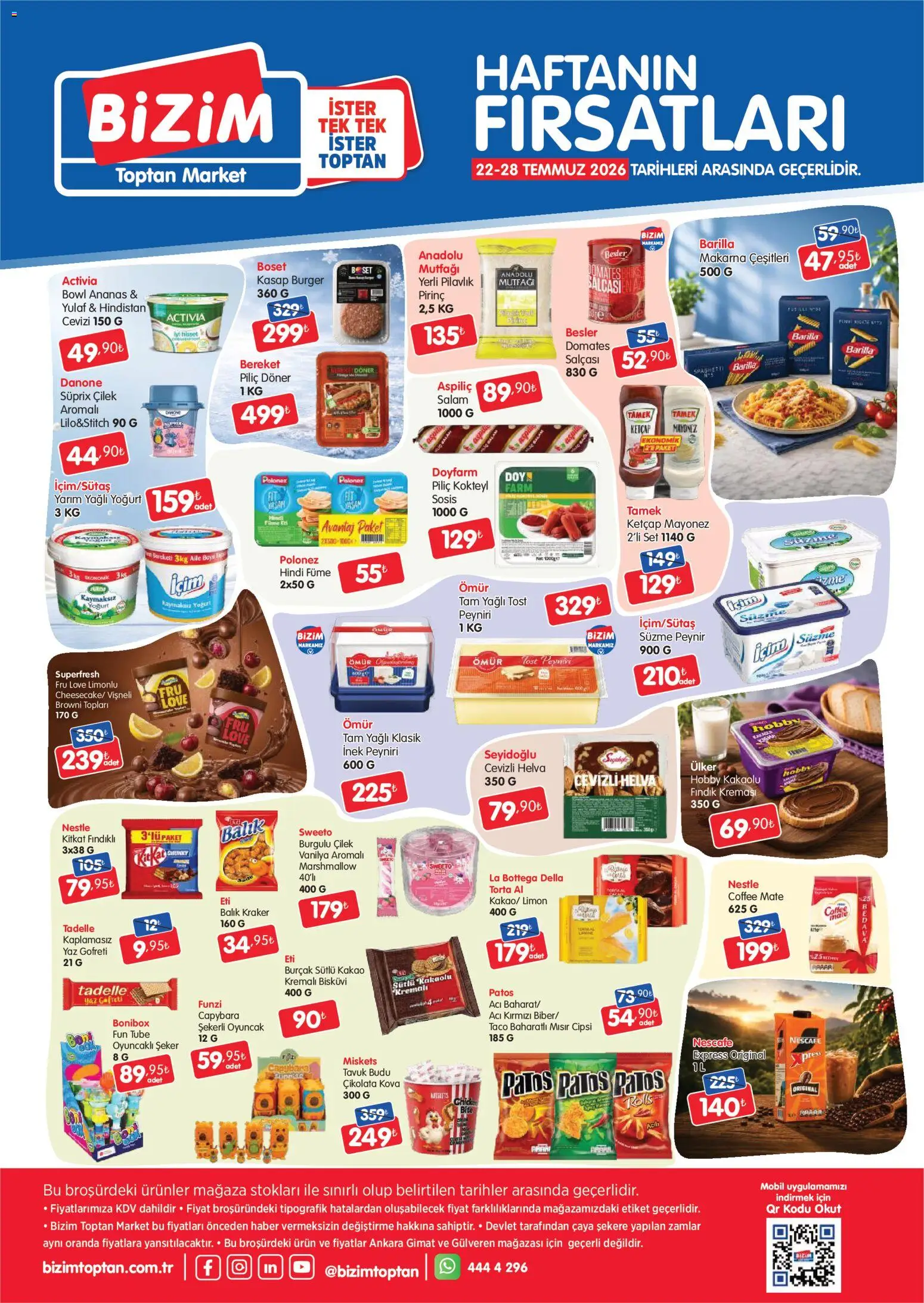 Bizim Toptan Bizim Toptan Katalog 22.07.2026 - Broşürünün önizlemesi - Döner, Fındık, Oyuncak, Çikolata, Makarna, Yulaf, Hindi füme, Piliç