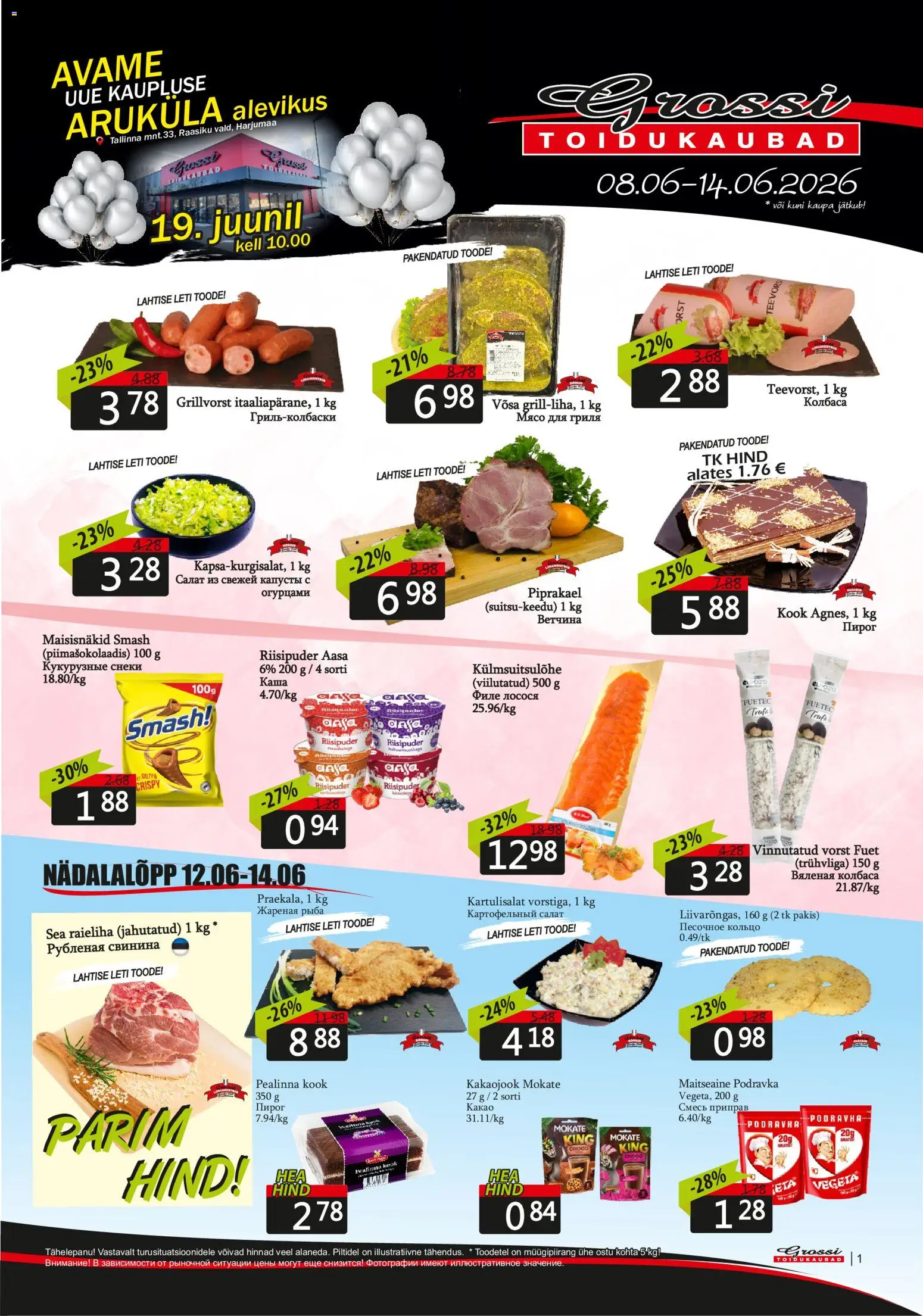 Grossi Toidukaubad kliendilehe eelvaade alates 08.06.2026
