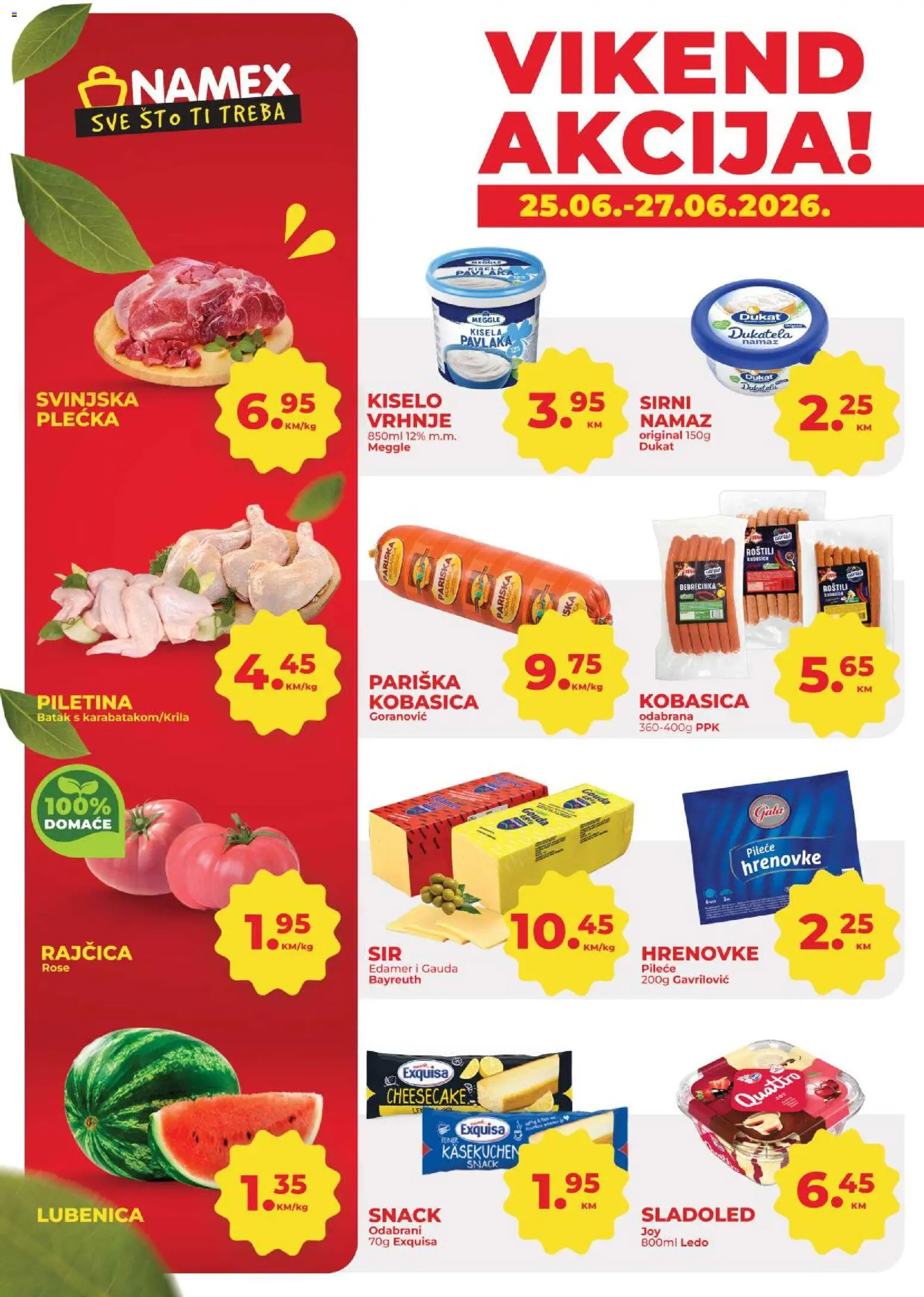 Pregled letka Namex vikend akcija trgovine Namex vrijedi od 25.06.2026