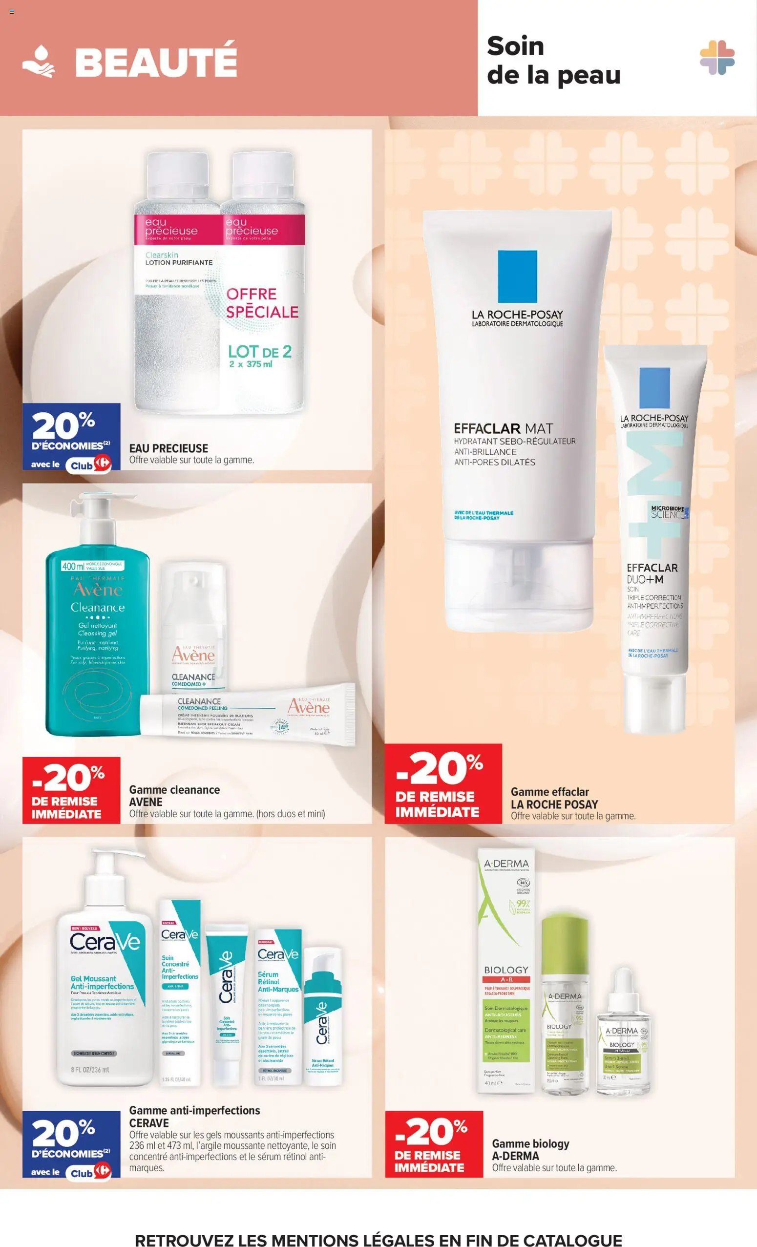 Prévisualisation de Carrefour Parapharmacie, beauté, santé, bein-être du magasin Carrefour formulaire valide 25/08/2026 - Avène, Crème, Serum, Eau thermale, Gel nettoyant, La Roche-Posay
