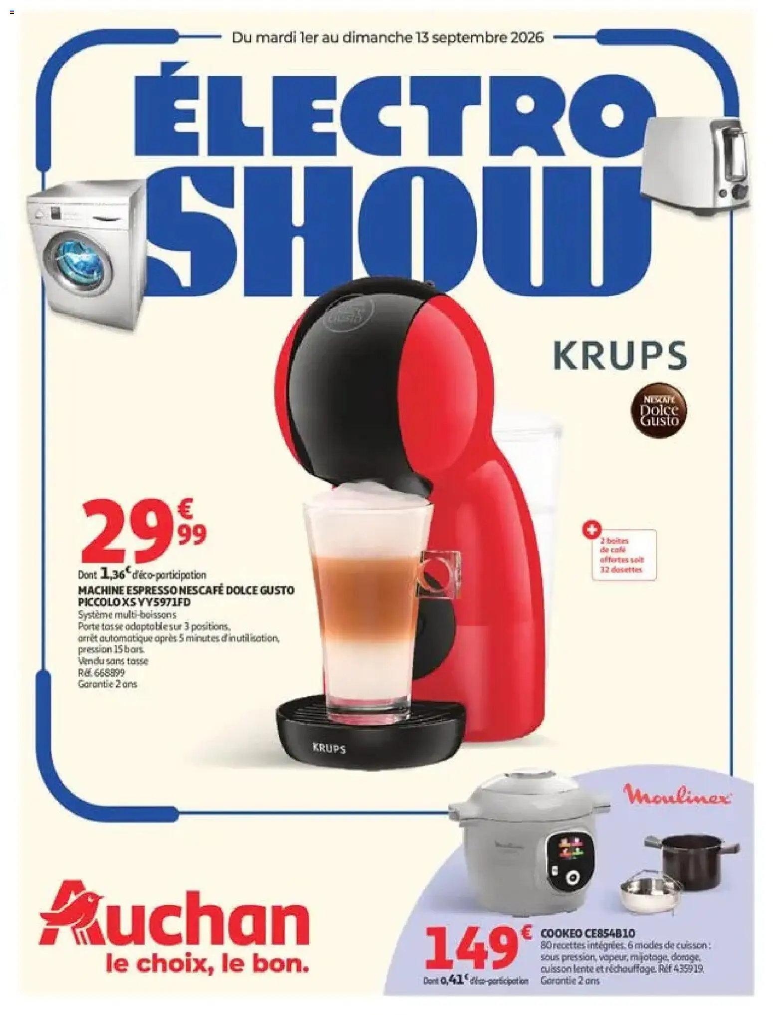 Prévisualisation de Auchan Electroshow du magasin Auchan formulaire valide 01/09/2026 - Cookeo, Dolce Gusto, Moulinex, Porte, Krups, Nescafe dolce gusto