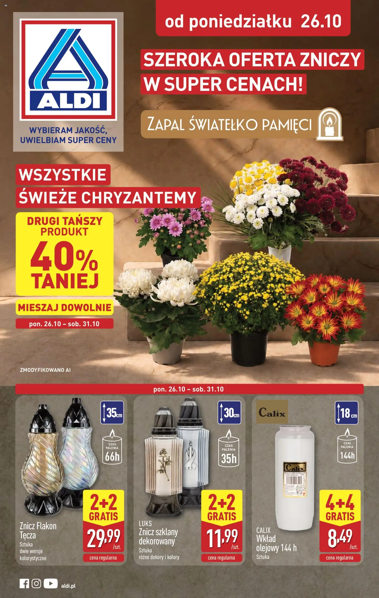 Pogląd gazetki "Aldi gazetka - Znicze i stroiki" ze sklepu Aldi ważnej od 26.10.2026