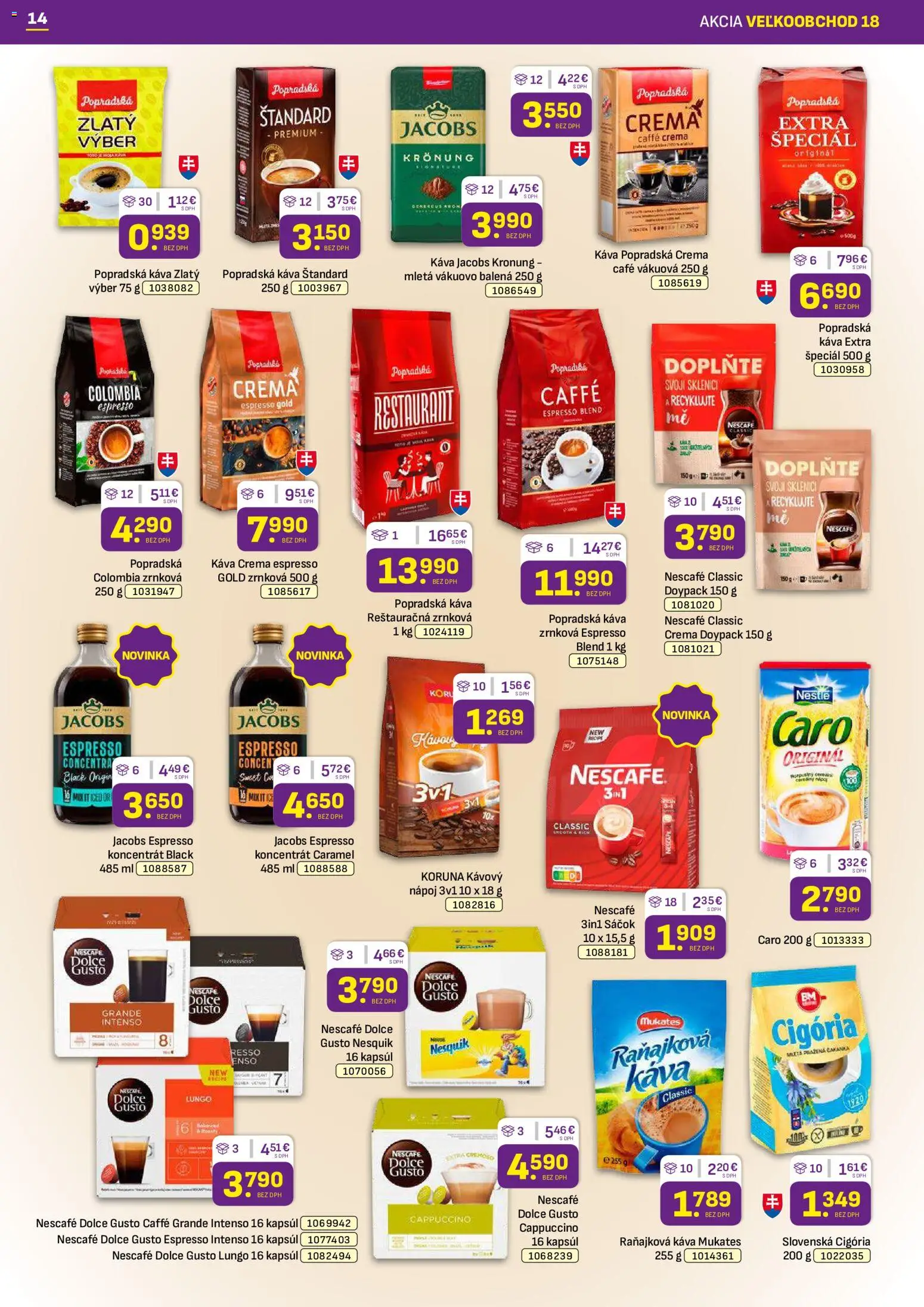 Náhľad Libex letáku platného od 07.09.2026 - Káva, Dolce Gusto, Cappuccino, Caro, Nesquik, Popradská káva, Nescafé Classic, Jacobs Krönung