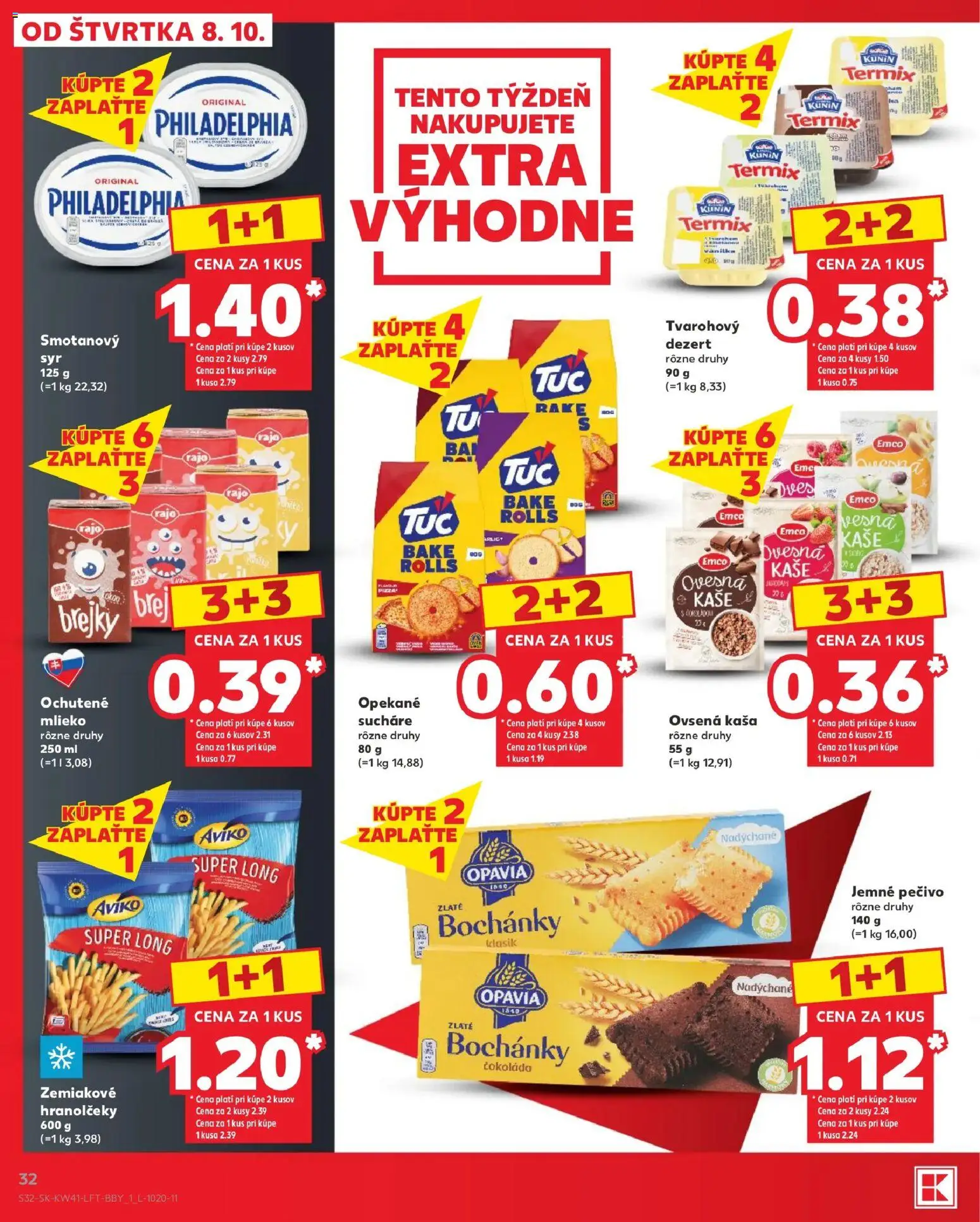 Náhľad Kaufland letáku platného od 08.10.2026 - Čokoláda, Mlieko, Dezert, Pečivo, Termix, Ovsená kaša, Kaša, Sucháre