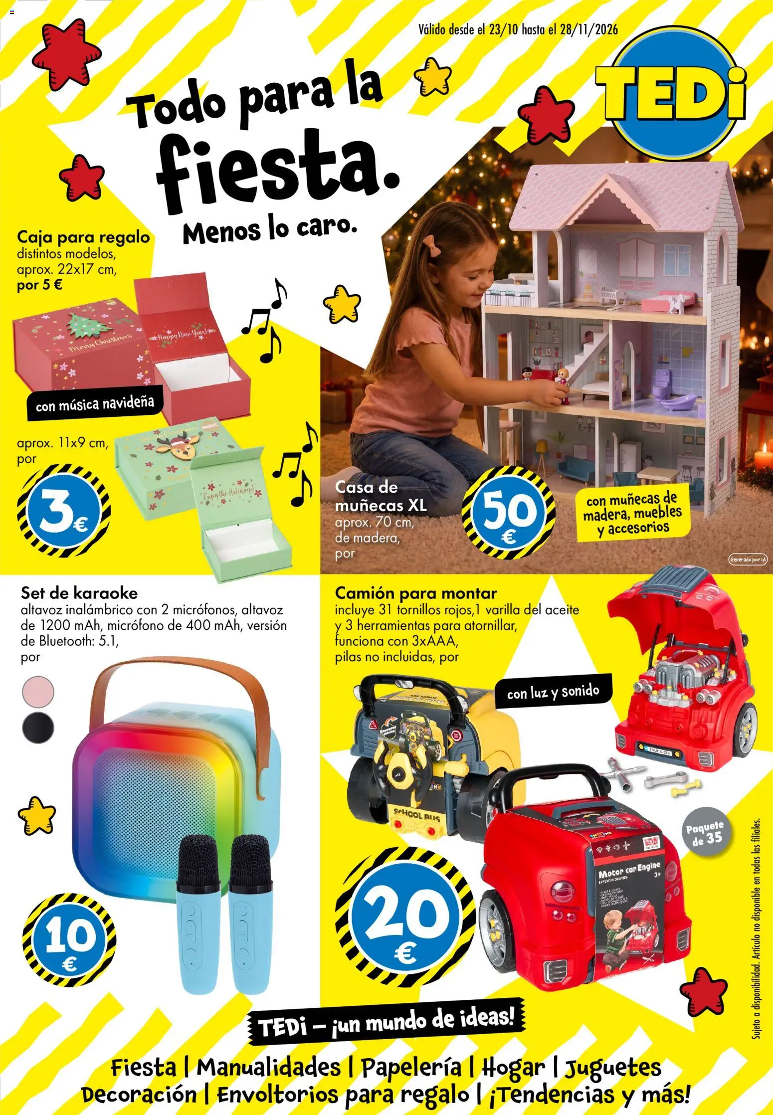 Vista previa del folleto de la tienda TEDi válido desde el 23/10/2026 - Juguetes, Muebles, Aceite, Decoración, Herramientas, Micrófono, Altavoz, Casa de muñecas