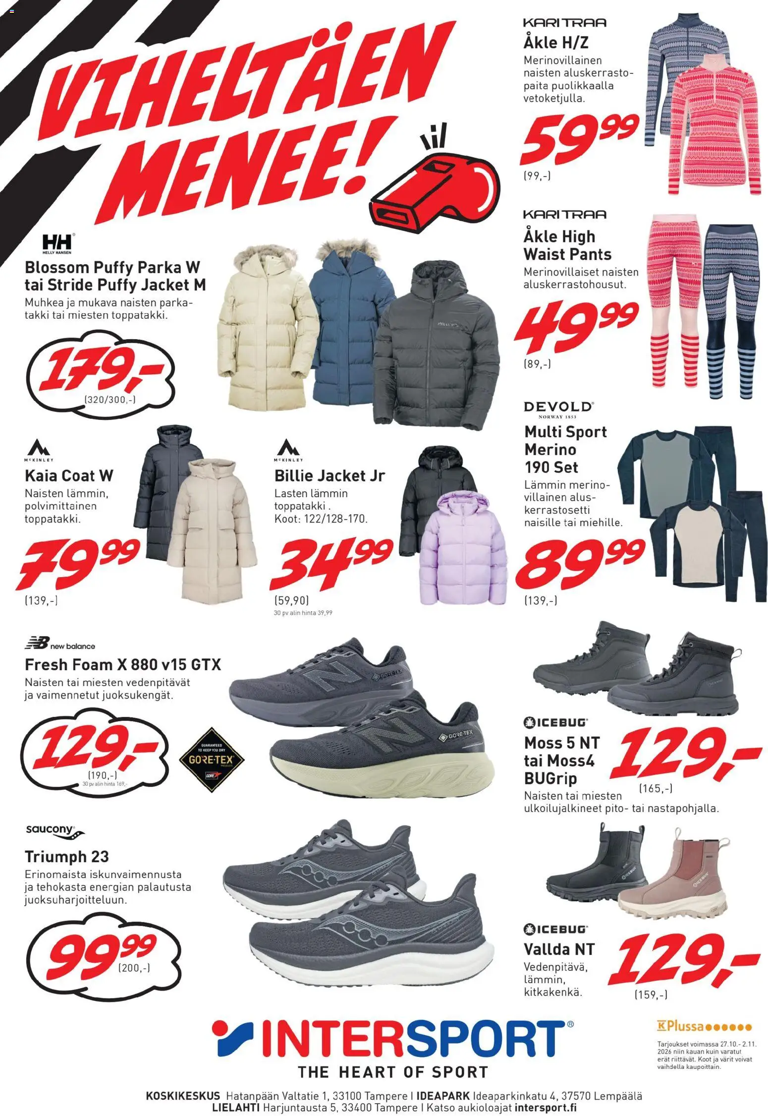 Kaupan Intersport Intersport tarjoukset Tampere esikatselu, voimassa 27/10/2026 - Takki, Toppatakki, Paita