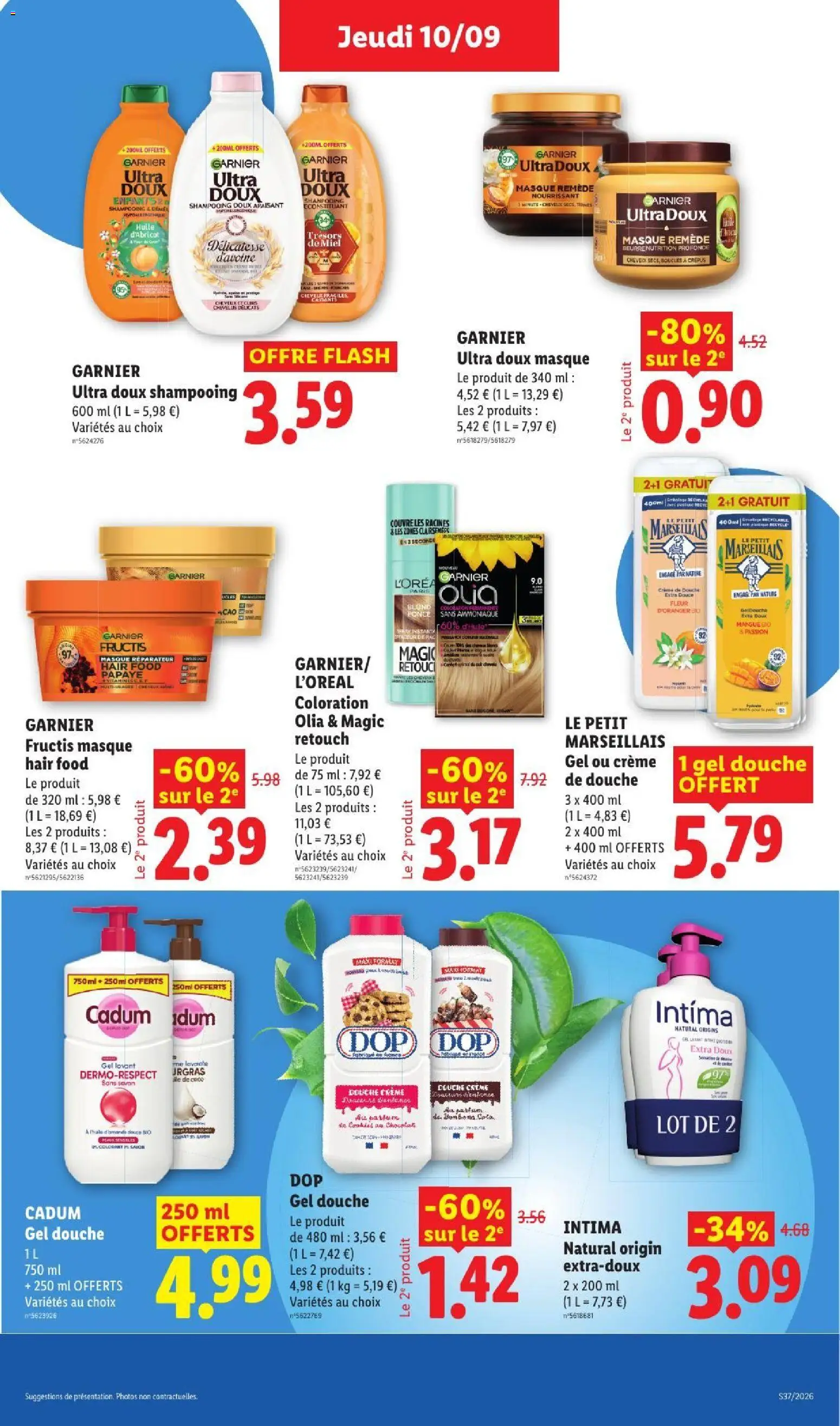 Prévisualisation de LIDL catalogue du magasin LIDL formulaire valide 10/09/2026 - Gel douche, Douche, Beurre, Crème, Mangue, Masque, Shampooing, Coloration