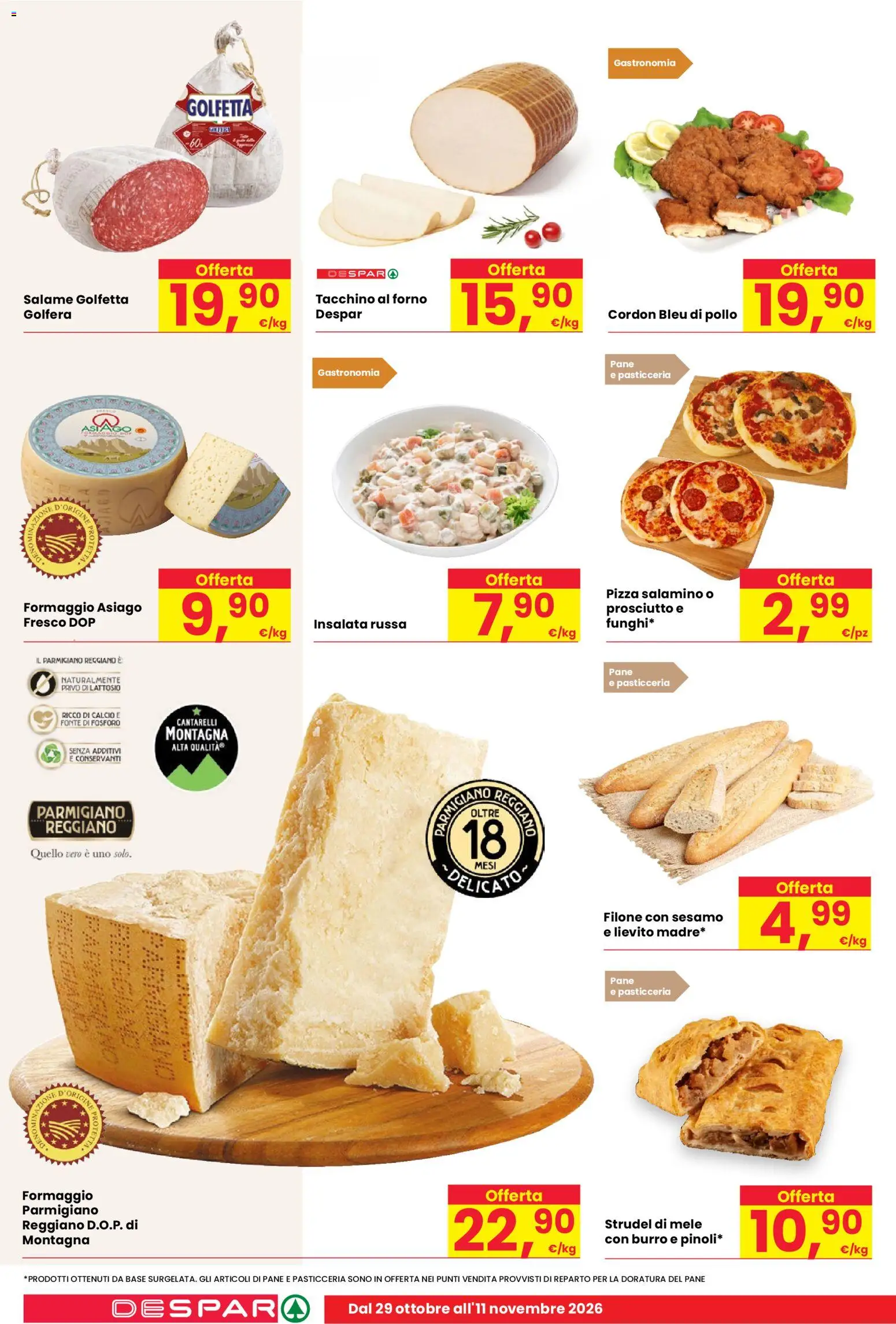 Anteprima dell'opuscolo Despar volantino Padova dal negozio Despar valido da 29/10/2026 - Pane, Insalata, Formaggio, Strudel di mele, Sesamo, Prosciutto, Salame, Formaggio asiago