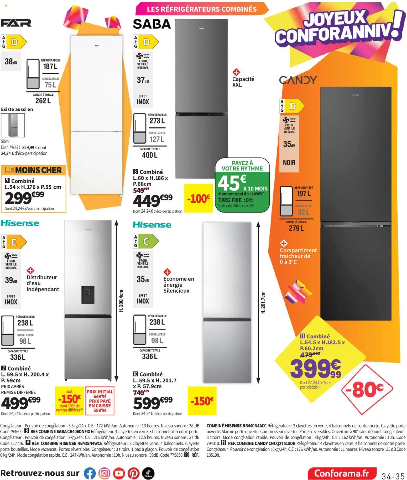 Prévisualisation de Conforama catalogue du magasin Conforama formulaire valide 25/08/2026 - Distributeur, Réfrigérateur, Congélateur, Porte, Compresseur, Portes