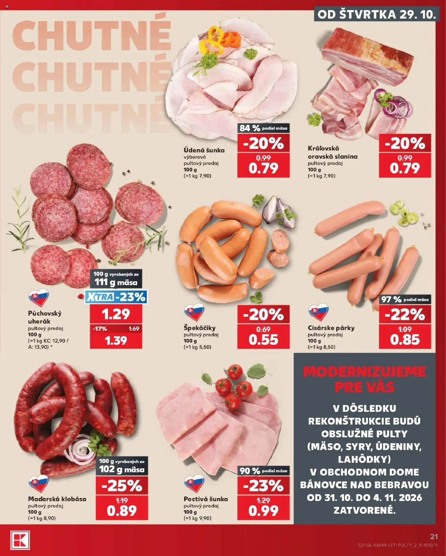 Náhľad Kaufland letáku platného od 29.10.2026 - Klobása, Šunka, Slanina, Párky, Špekáčiky