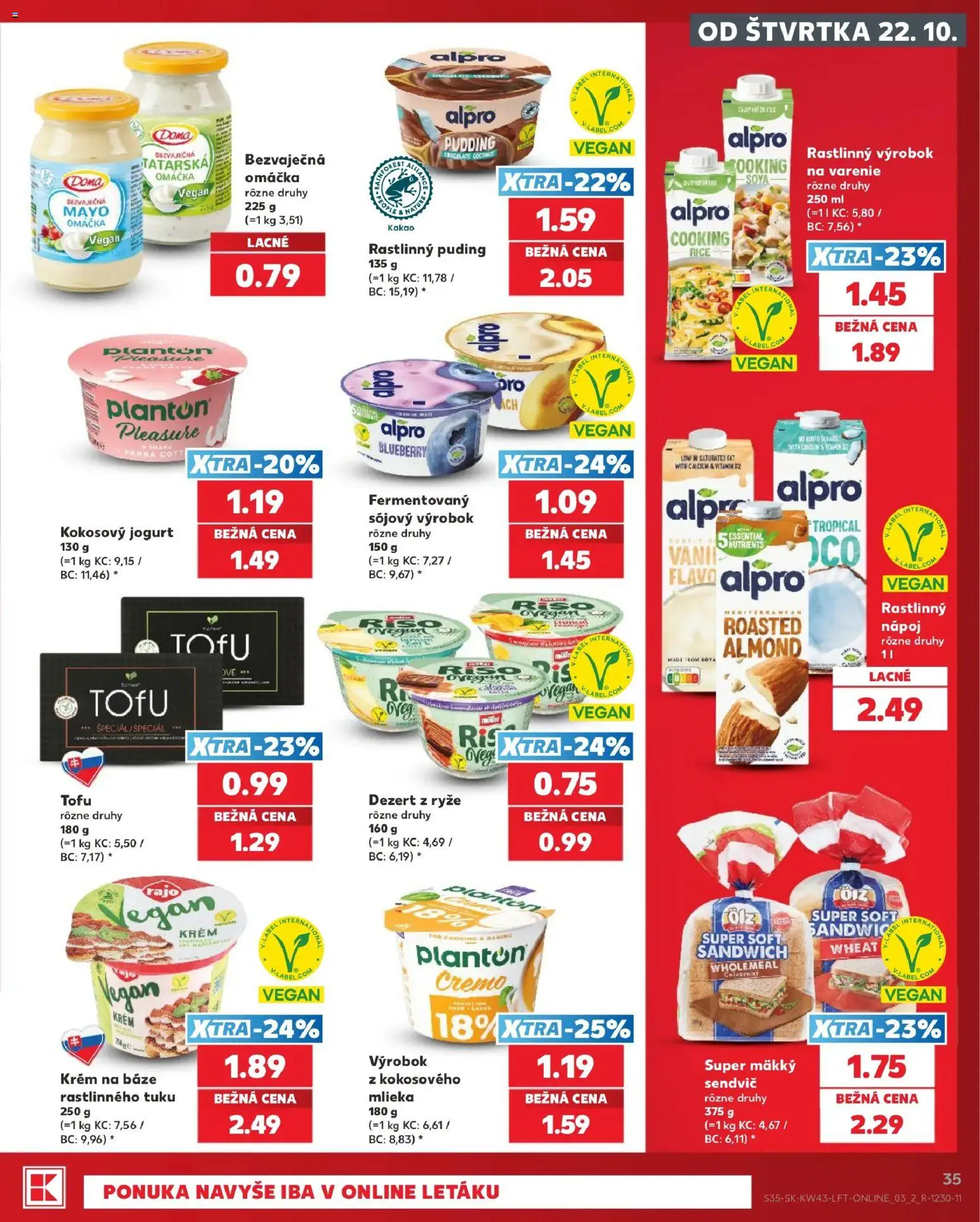 Náhľad Kaufland letáku platného od 22.10.2026 - Tofu, Puding, Dezert, Kakao, Jogurt, Omáčka, Sendvič, Krém