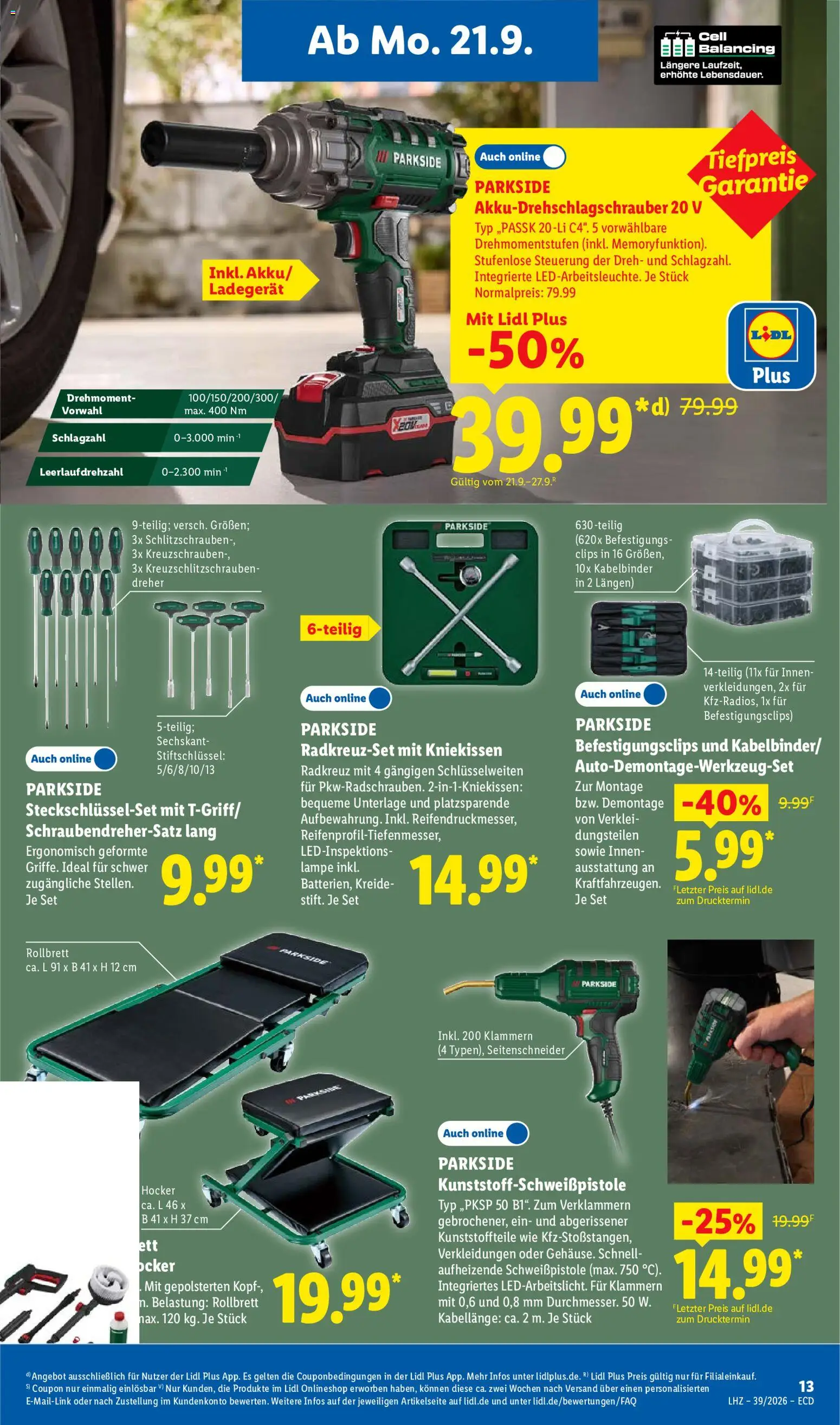 Vorschau von dem Prospekt des Geschäftes Lidl, gültig ab dem 21.09.2026 - Pizza, Heißluftfritteuse, Philips, Telefon, Bad, Tür, Filterkaffeemaschine