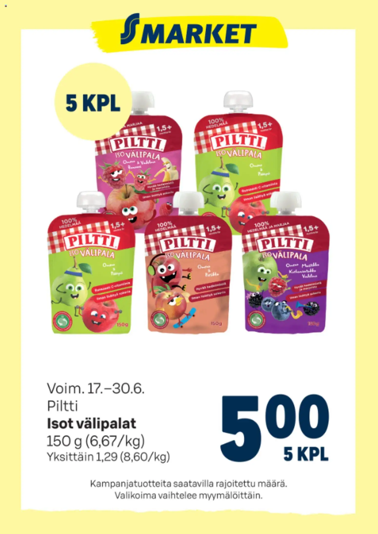Kaupan S-market S-market tarjoukset piltti esikatselu, voimassa 17/06/2026