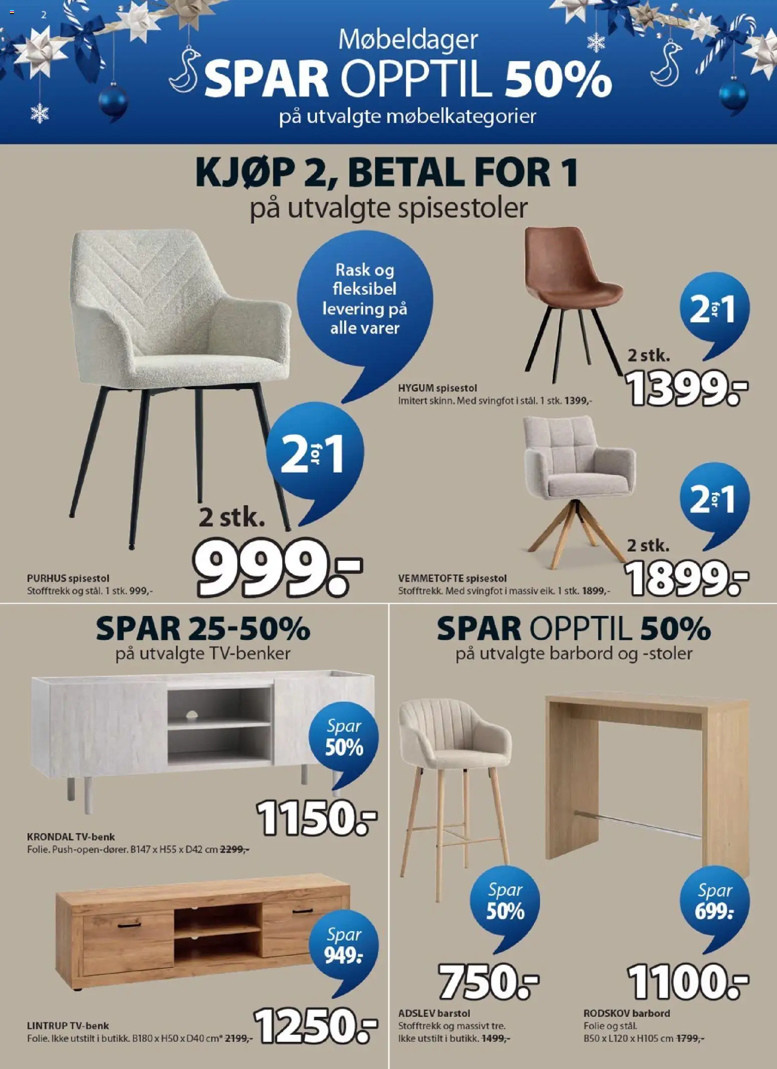 Forhåndsvis JYSK kundeavis fra butikk JYSK gyldig fra 19/10/2026 - Folie, Tv, Spisestol, Barbord, Barstol, 1