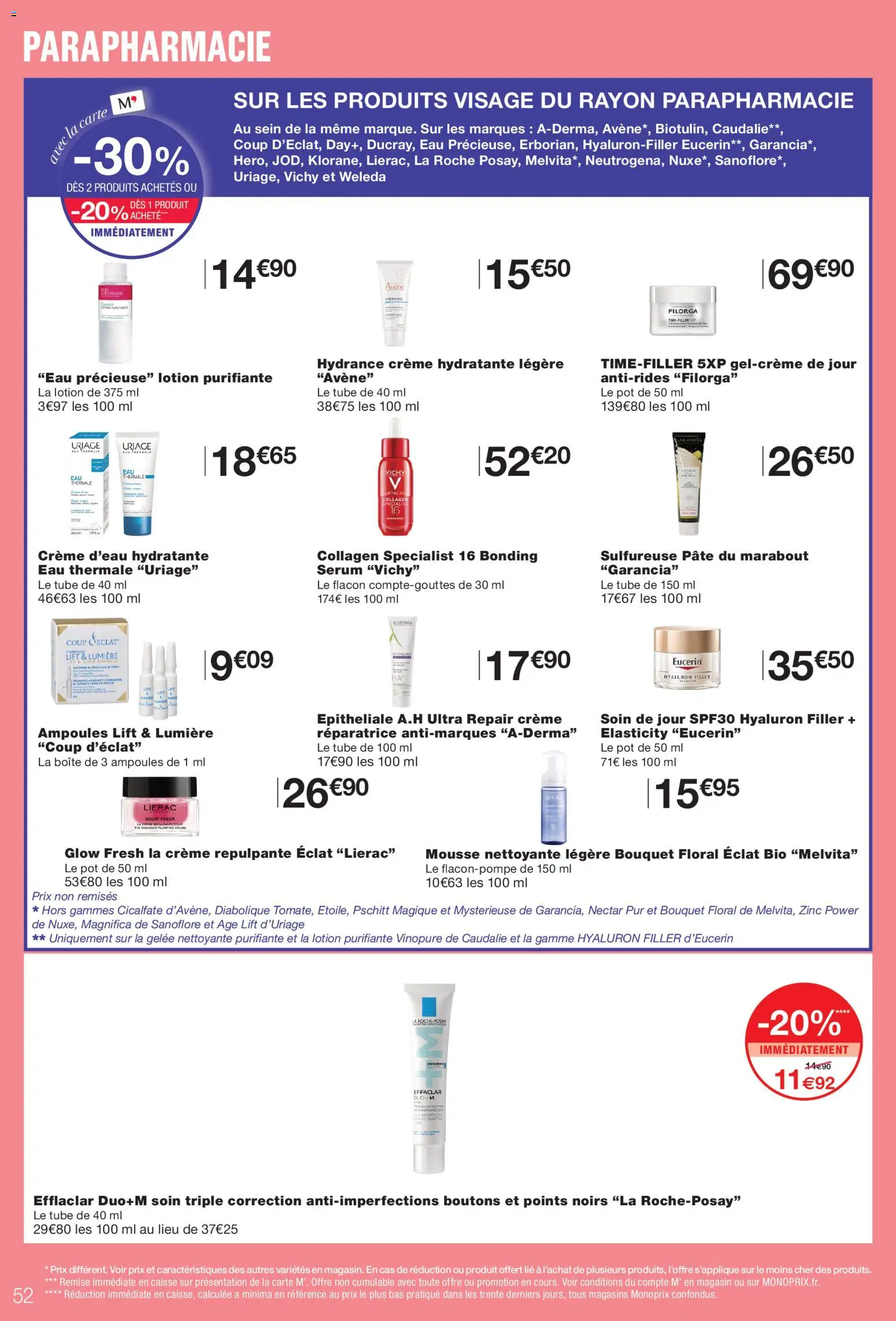 Prévisualisation de Monoprix catalogue du magasin Monoprix formulaire valide 08/09/2026 - Avène, Ampoules, Crème, Mousse, Serum, Crème hydratante, Eau thermale, Gelée