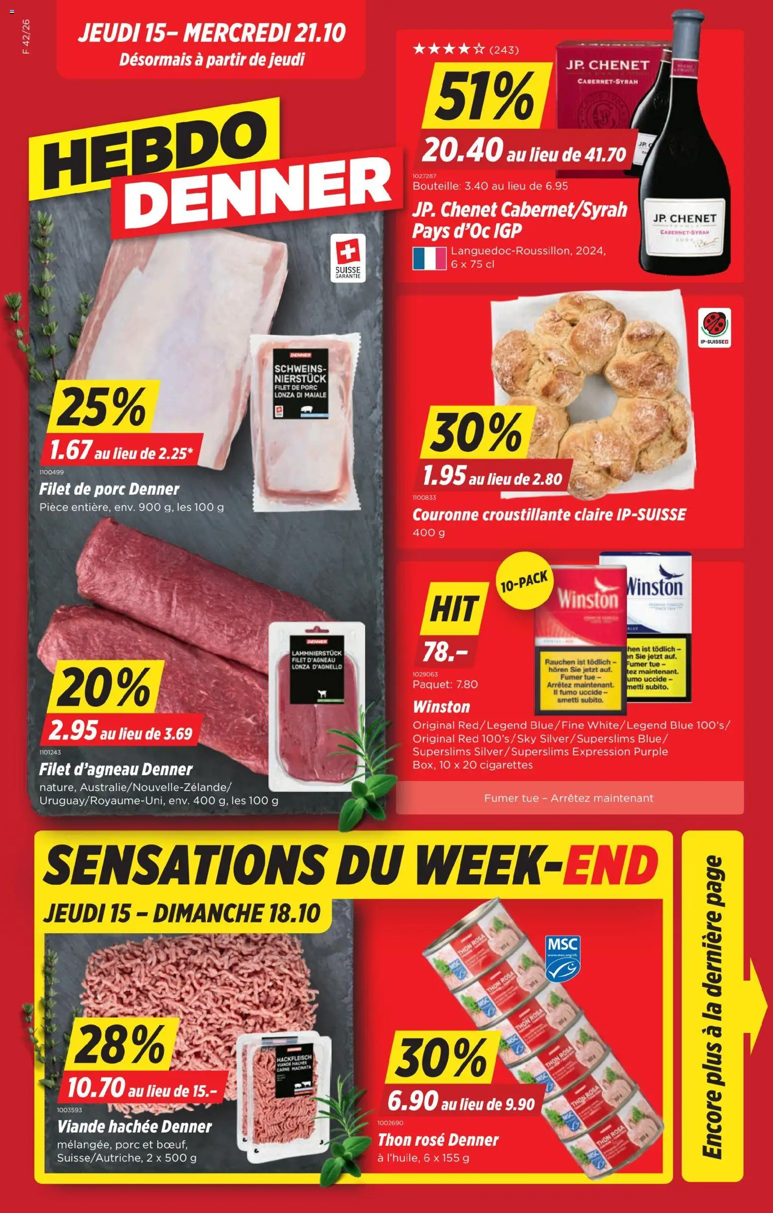 Vorschau des Merkblatts Denner aktionen FR vom Shop Denner gültig von 15.10.2026 bis 21.10.2026