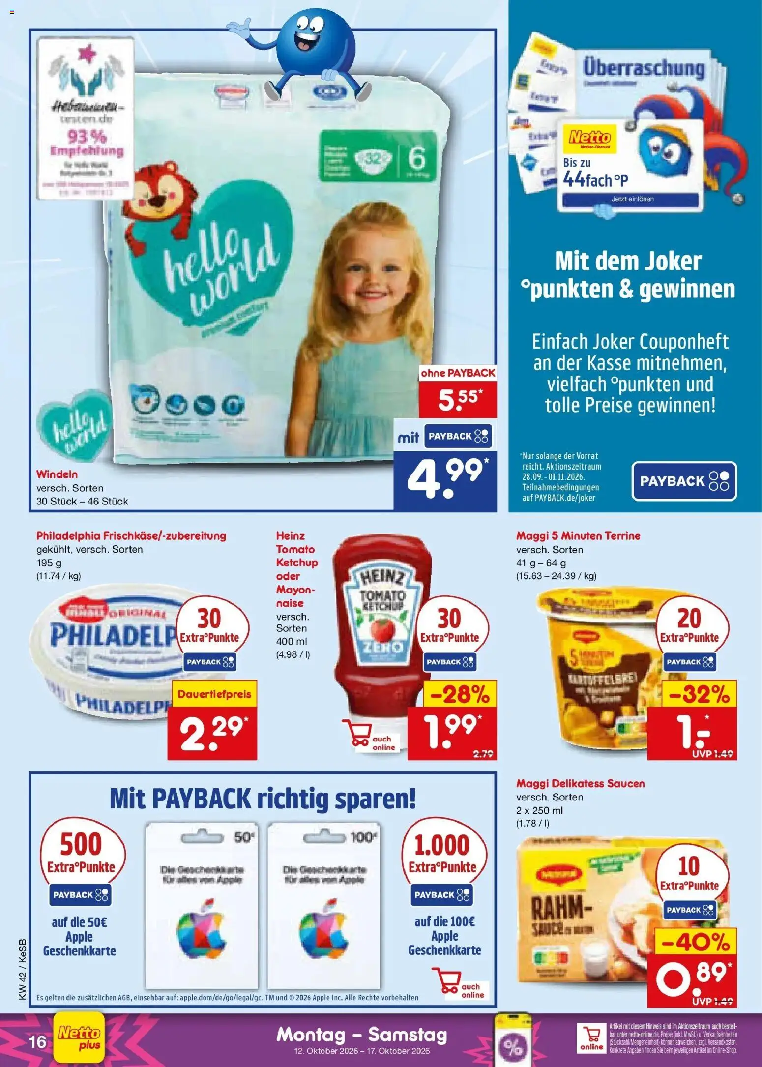 Vorschau von dem Prospekt des Geschäftes Netto Marken-Discount, gültig ab dem 12.10.2026 - Apple, Philadelphia, Maggi, Ketchup, Maggi 5 minuten terrine