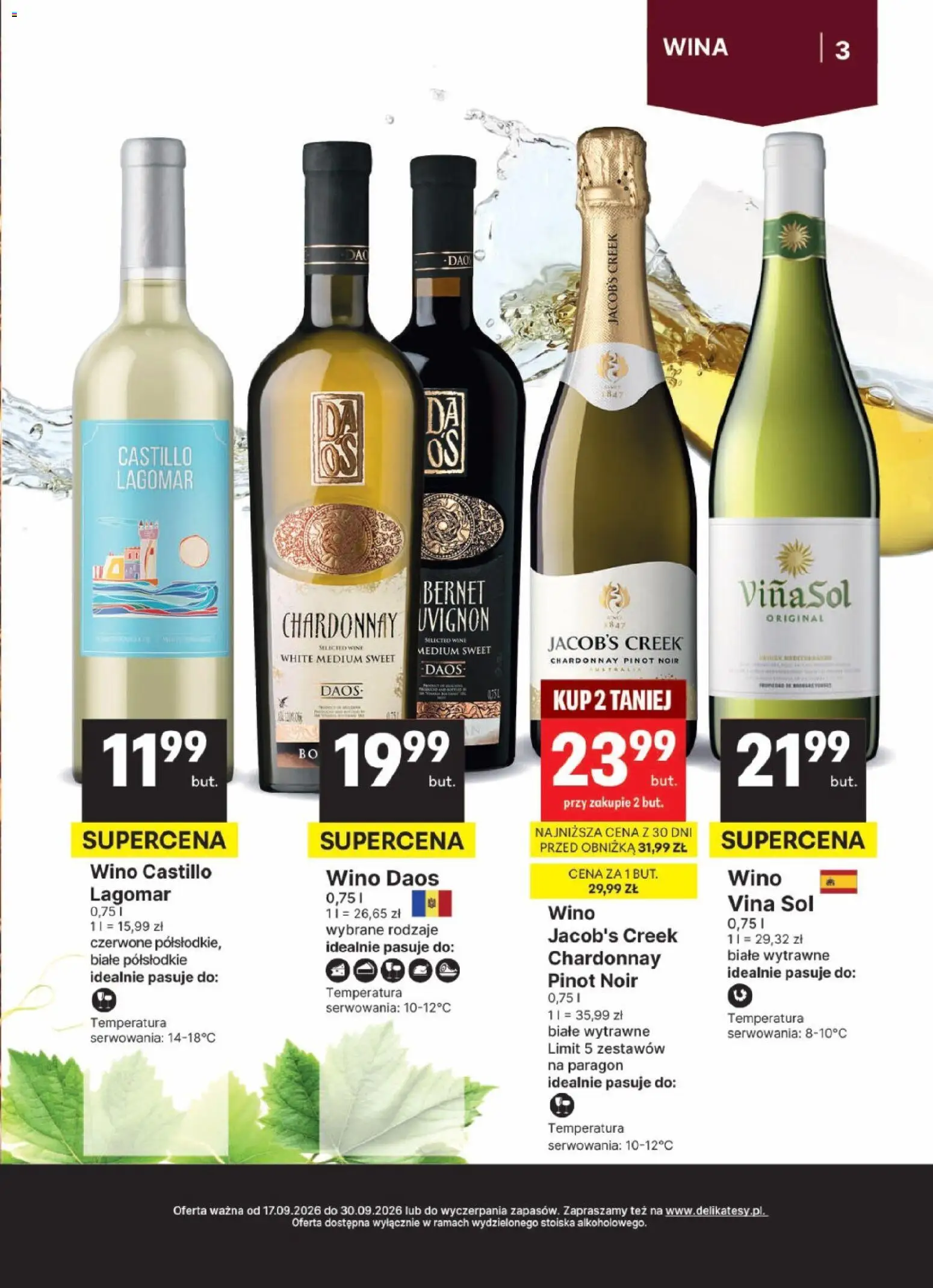 Pogląd gazetki "Delikatesy Centrum gazetka - DeliBarek" ze sklepu Delikatesy Centrum ważnej od 15.10.2026 - Wino, Sól, Chardonnay