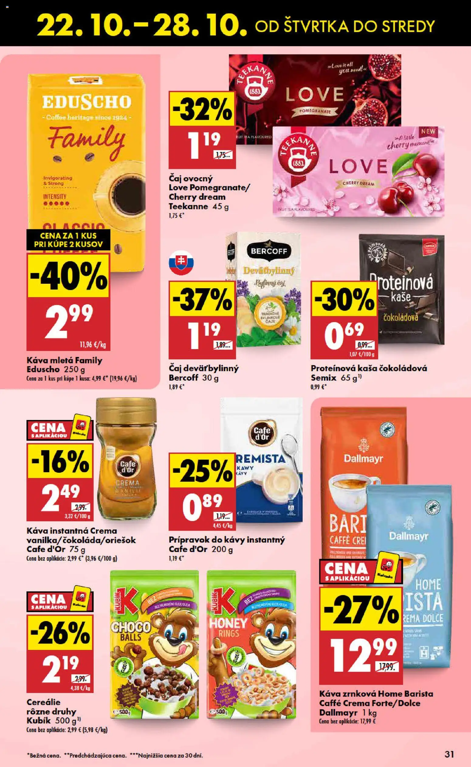Náhľad Biedronka letáku platného od 22.10.2026 - Káva, Protein, Zrnková káva, Barista, Jablká, Teekanne, Cereálie, Ovocný čaj