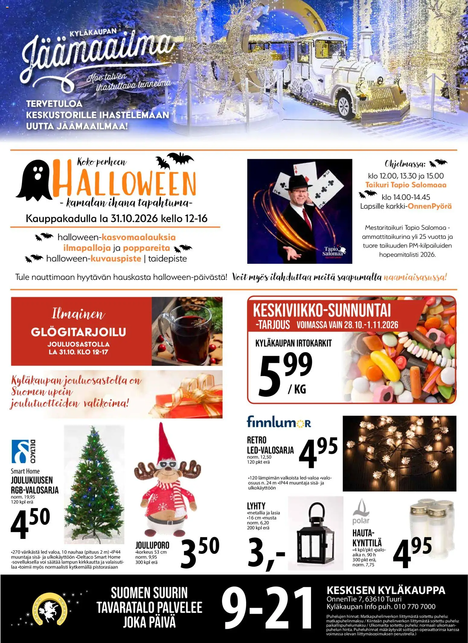 Kaupan Tuuri Tuuri tarjoukset esikatselu, voimassa 28/10/2026 - Kello, Irtokarkit, Voi, Lyhty
