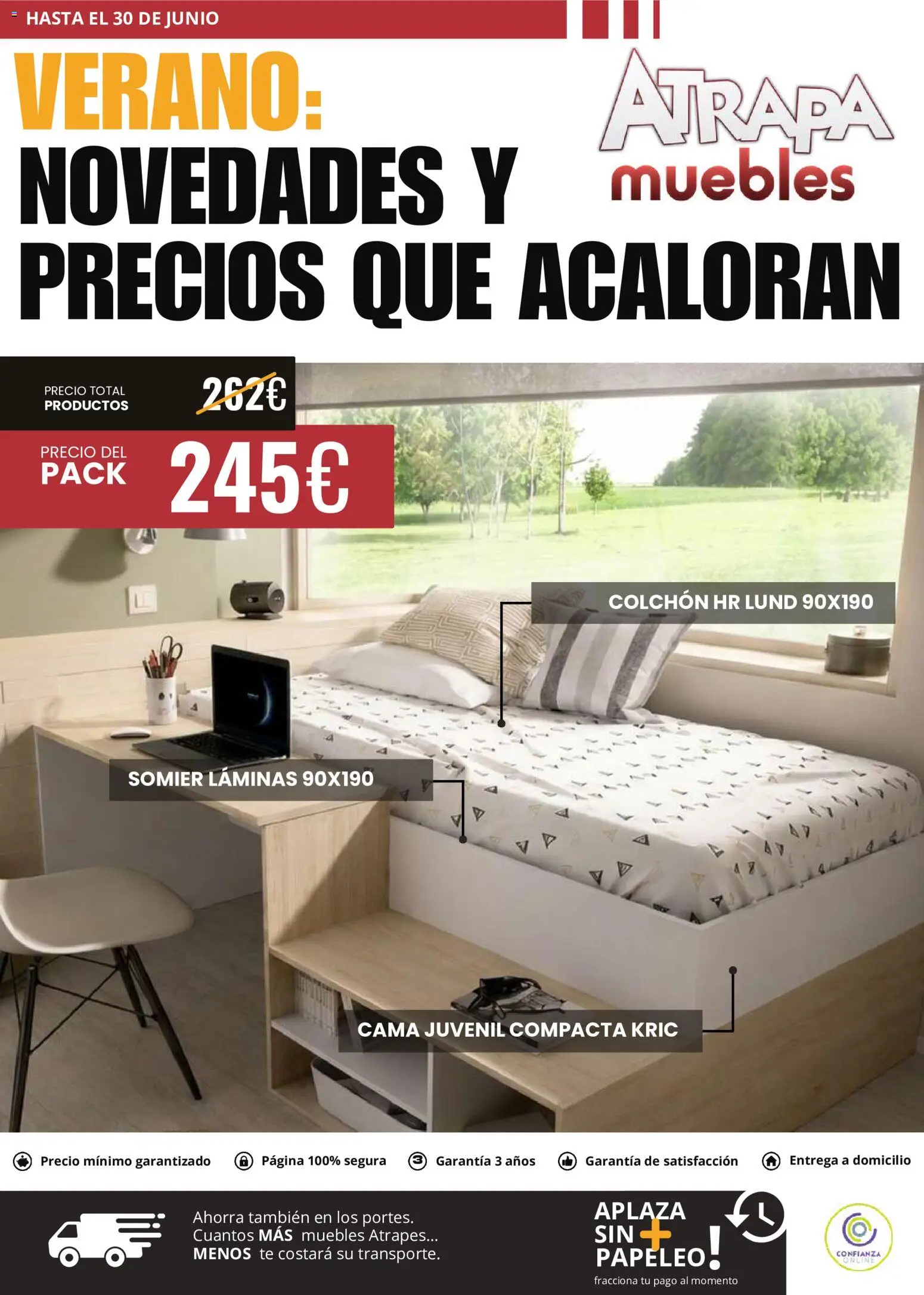 Vista previa del folleto de la tienda Atrapa Muebles válido desde el 01/06/2026 - Té, Muebles, Colchon, Cama, Somier