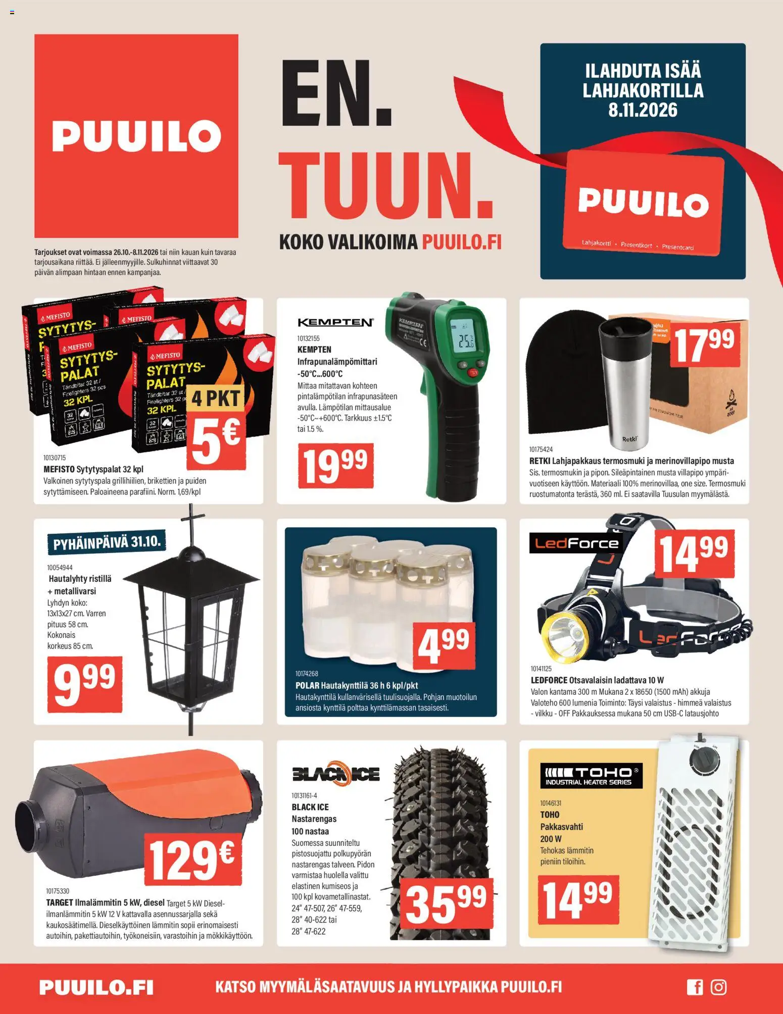 Kaupan Puuilo Puuilo tarjoukset esikatselu, voimassa 26/10/2026