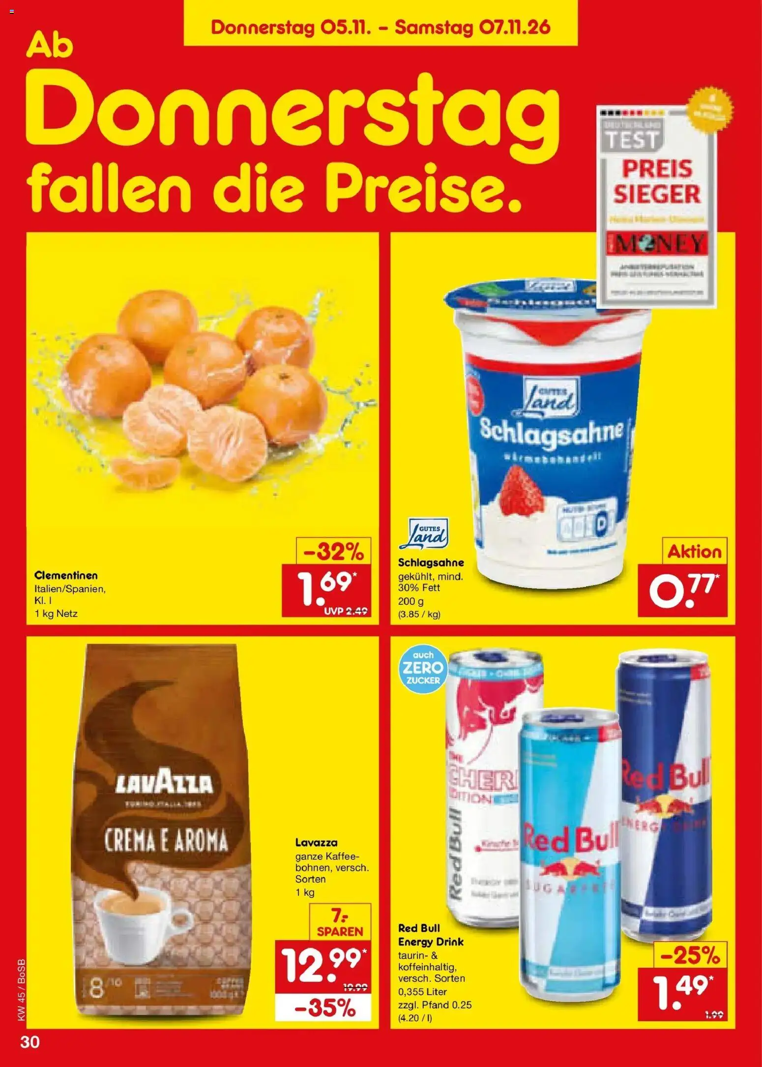 Vorschau von dem Prospekt des Geschäftes Netto Marken-Discount, gültig ab dem 02.11.2026 - Kaffee, Red bull, Lavazza, Schlagsahne, Zucker, Energy
