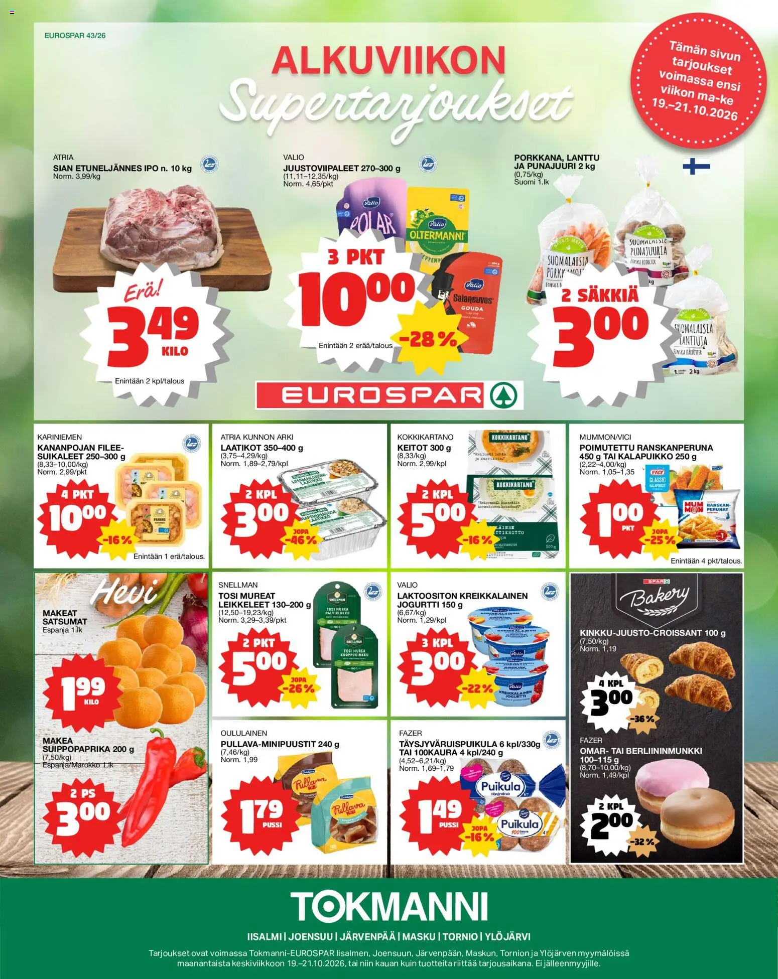 Kaupan Tokmanni Tokmanni Eurospar esikatselu, voimassa 19/10/2026 - Lanttu, Punajuuri, Jogurtti