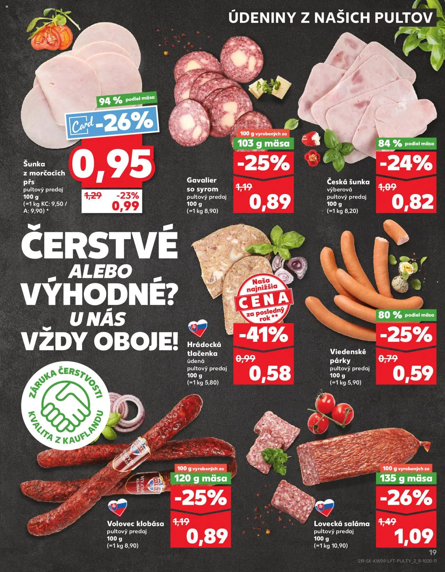 Náhľad Kaufland letáku platného od 26.02.2026 - Klobása, Šunka, Párky, Tlačenka, Saláma, Údeniny